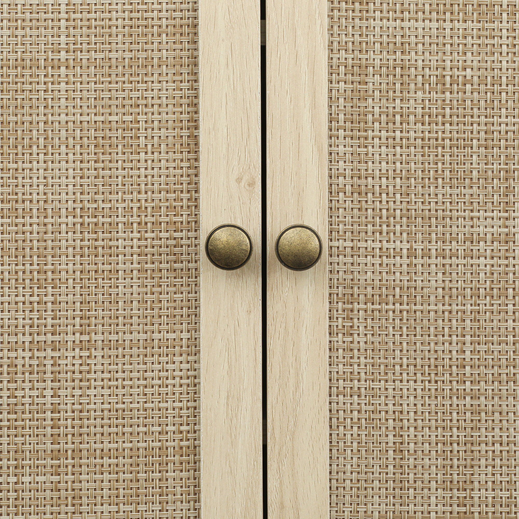 4 Door Storage Cabinet With 1 Drawer And 4 Adjustable Inner Shelves - Natural