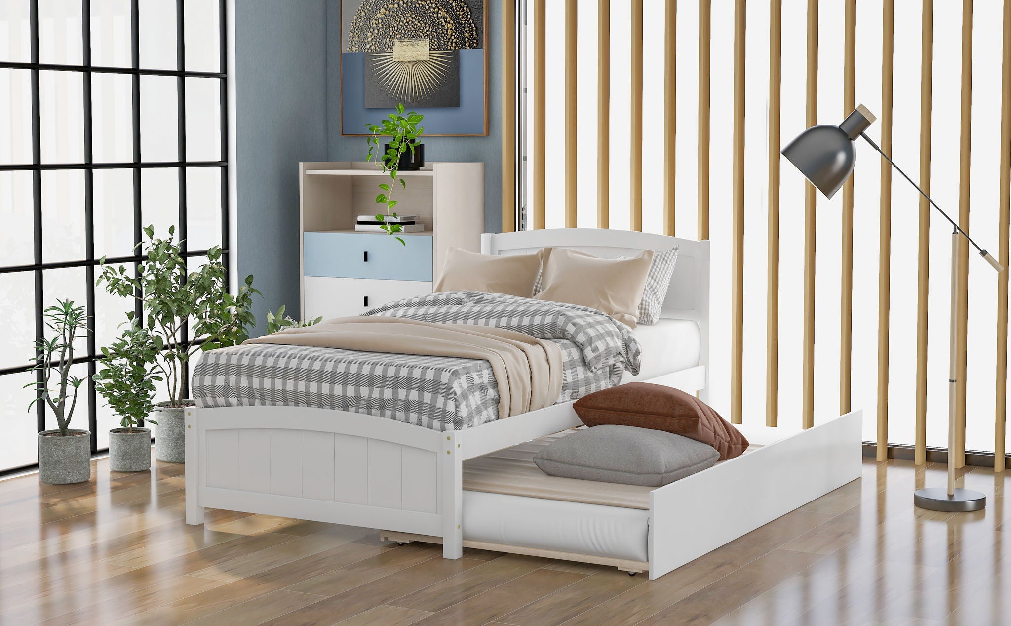 Platform Bed & Headboard, Footboard And Wood Slat Support