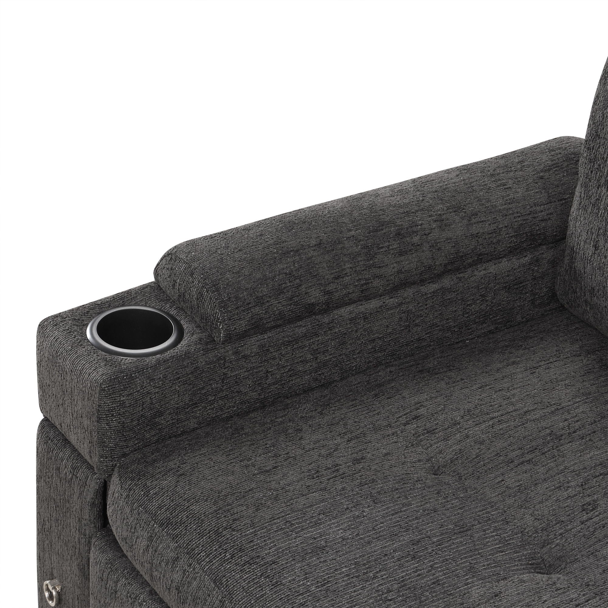 Convertible L Shaped Sofa Couch With Storage, Cup Holders, USB Ports