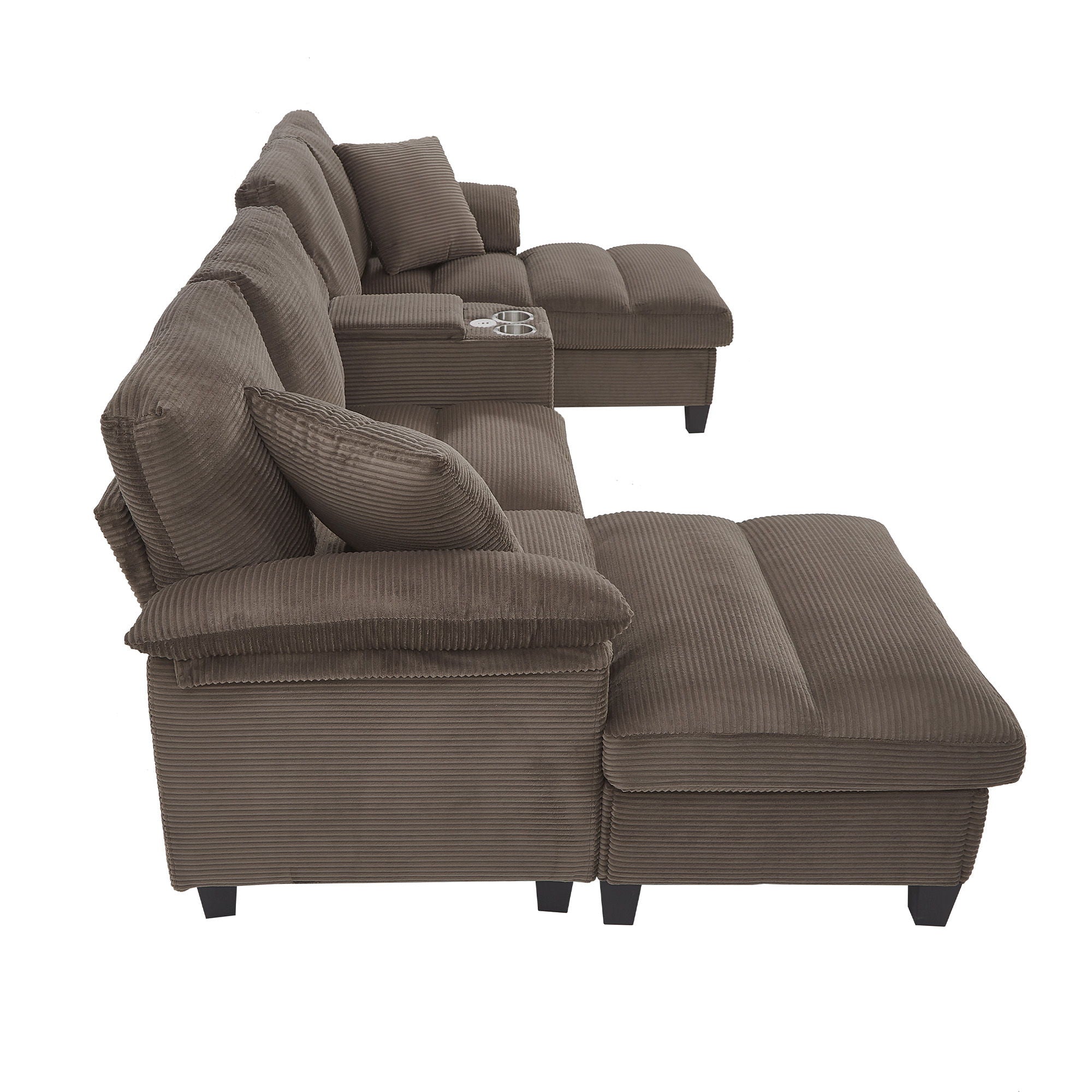 Modern U-Shaped Sectional Sofa With Storage Ottomans