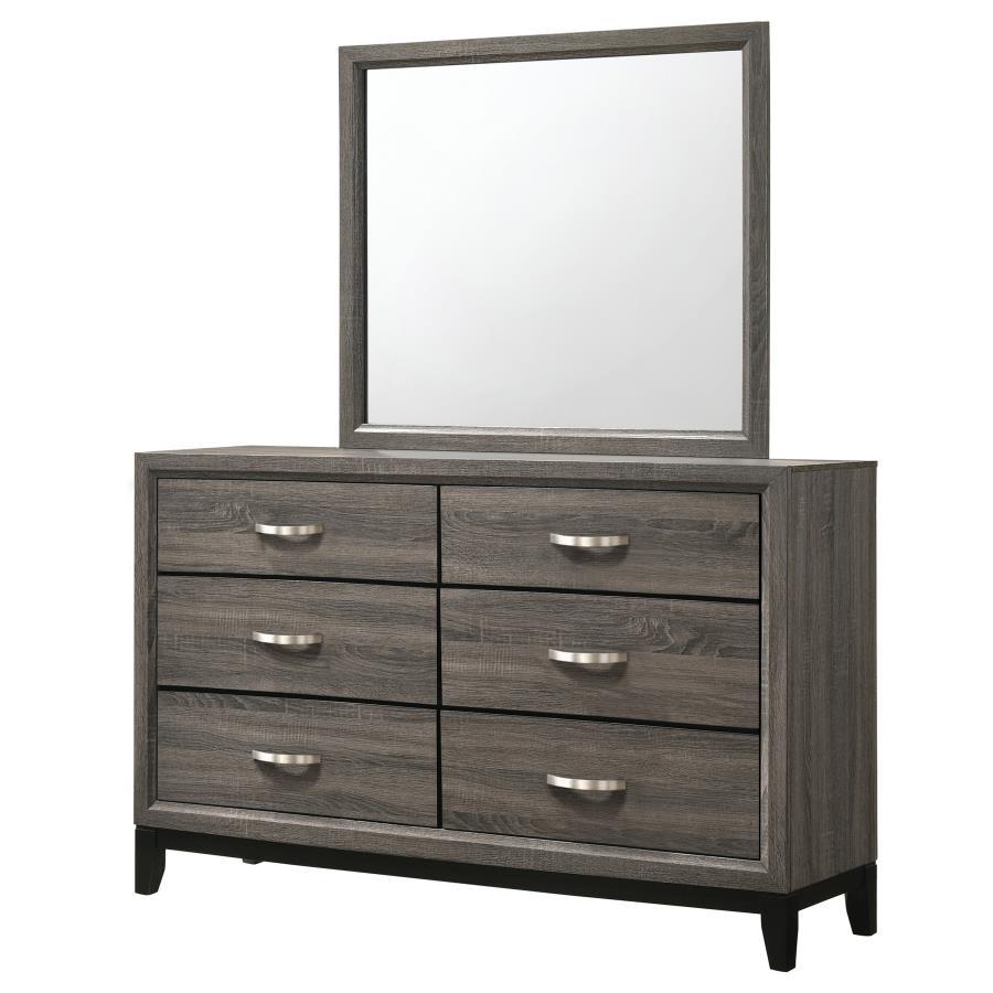 Coaster Fine Furniture Watson - 6-Drawer Dresser With Mirror - Gray Oak | Meri Furniture