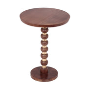 Modern Mango Wood Round End Table With Gold Accents, Solid Wood - Honey
