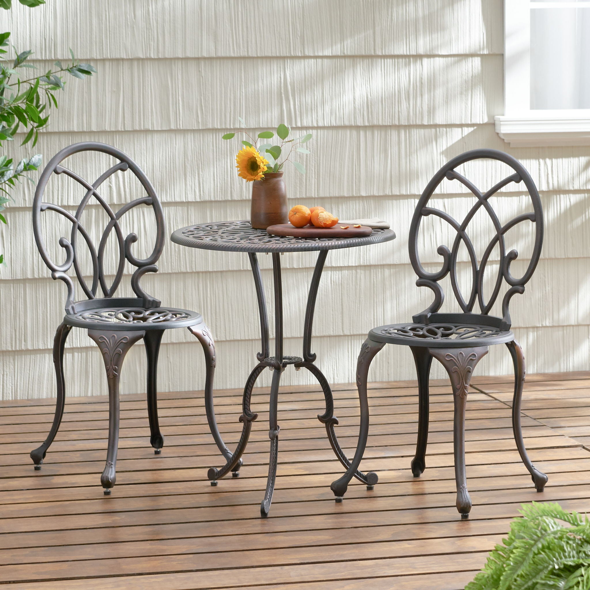 Charleston 3 Pieces Cast Bistro Set - Copper