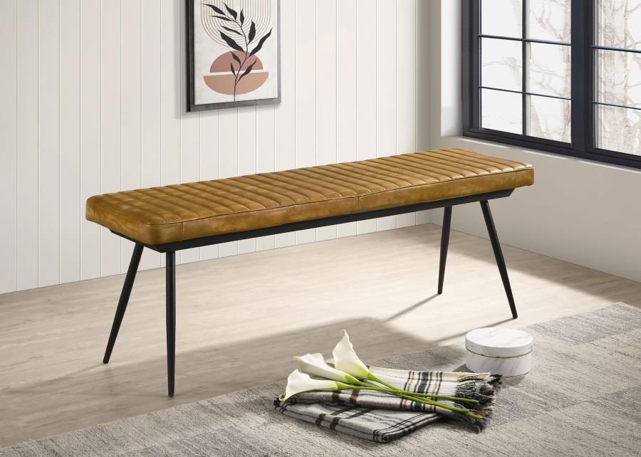 Coaster Fine Furniture Misty - Leather Upholstered Dining Bench - Antique Camel | Meri Furniture