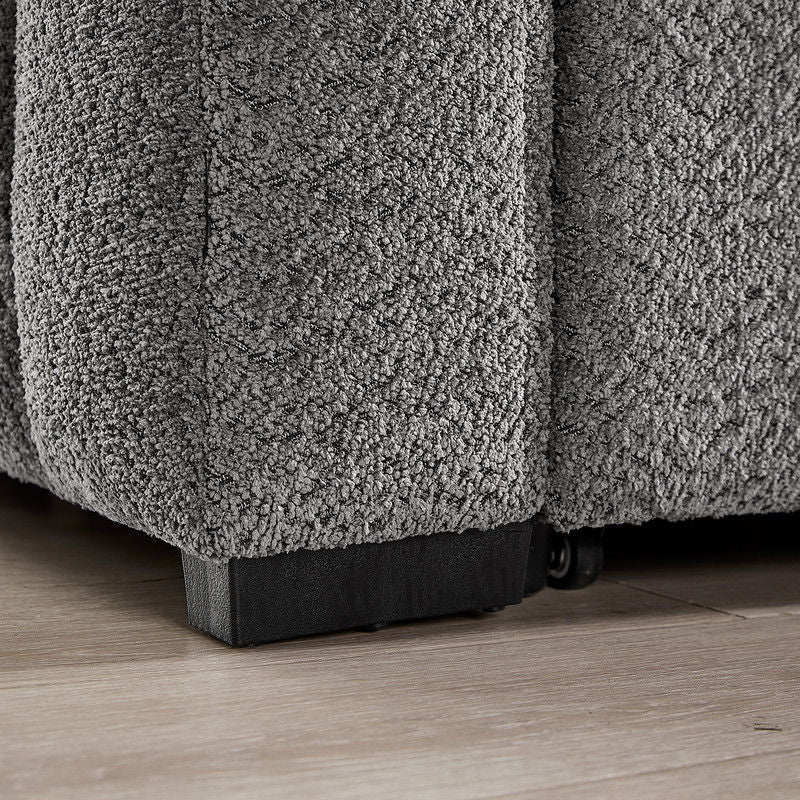 Seraphina 101"W Gray Chenille Fabric Reversible Sleeper Sectional Sofa with Storage Chaise, Cupholders, USB Charging Port, and Throw Pillows