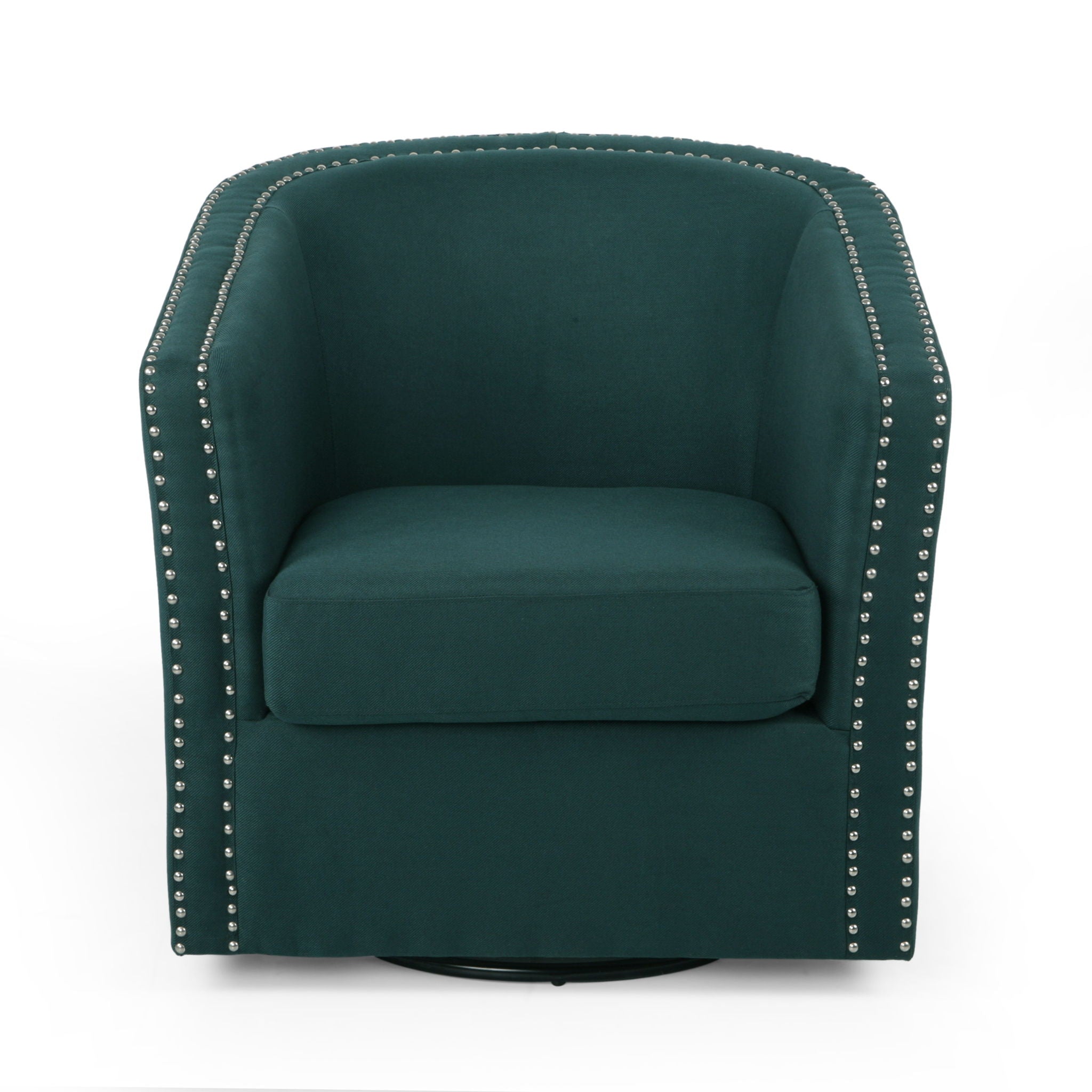 Modern Upholstered Swivel Club Chair With Nailhead Trim