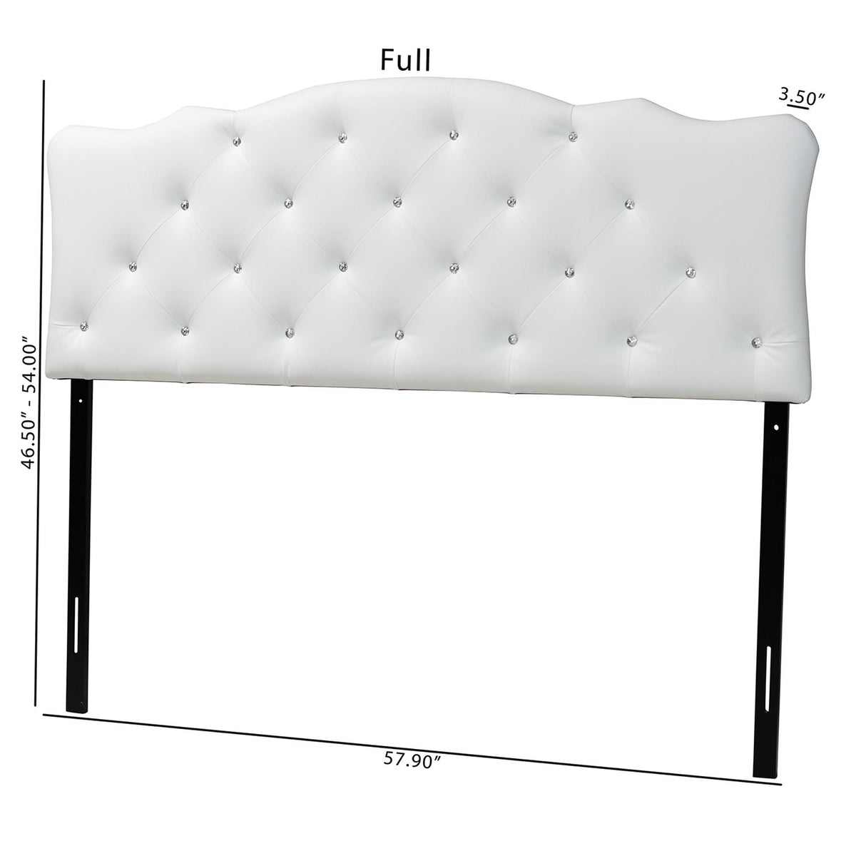 Rita Modern and Contemporary Full Size White Faux Leather Upholstered Button-tufted Scalloped Headboard