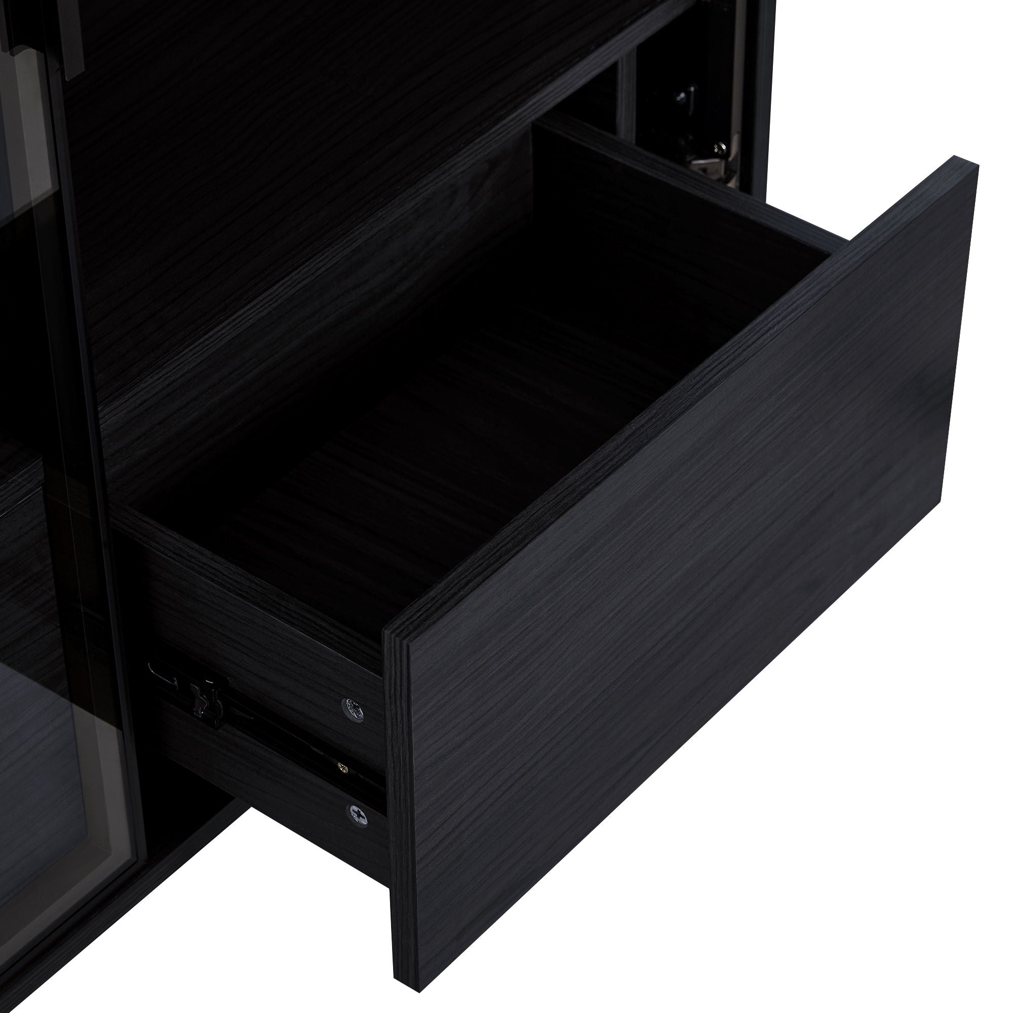 Modern Minimalist Style LED Curio Cabinet With Tempered Glass Door, Metal Legs