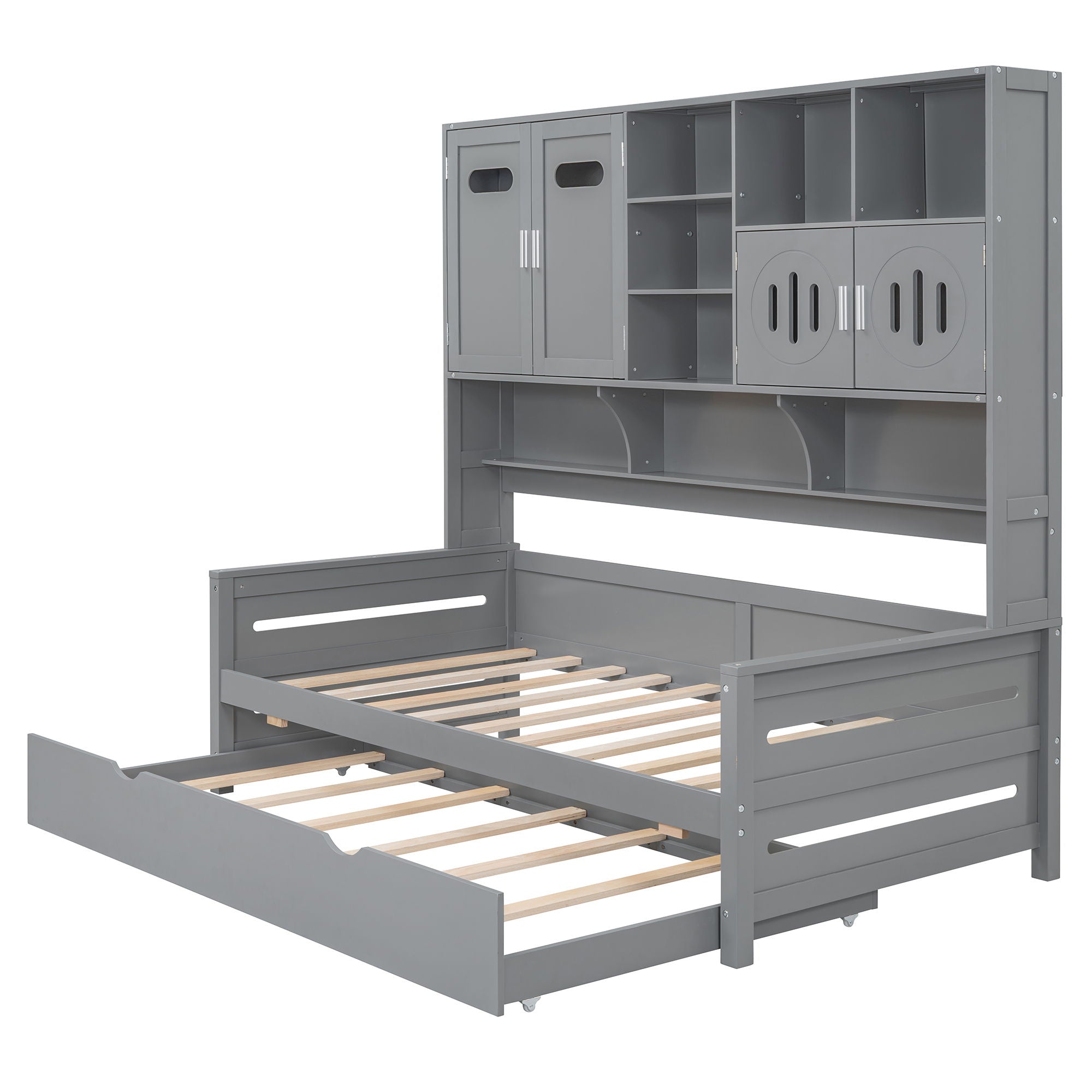 Daybed With All-In-One Cabinet And Shelf