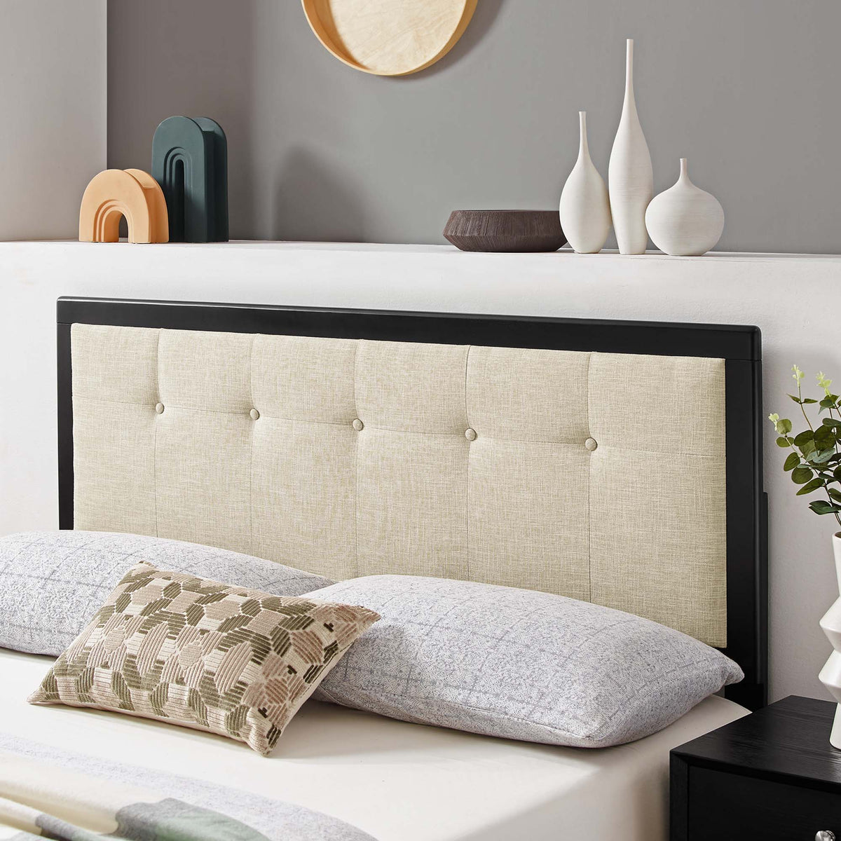 Draper Tufted Fabric and Wood King Headboard by Modway