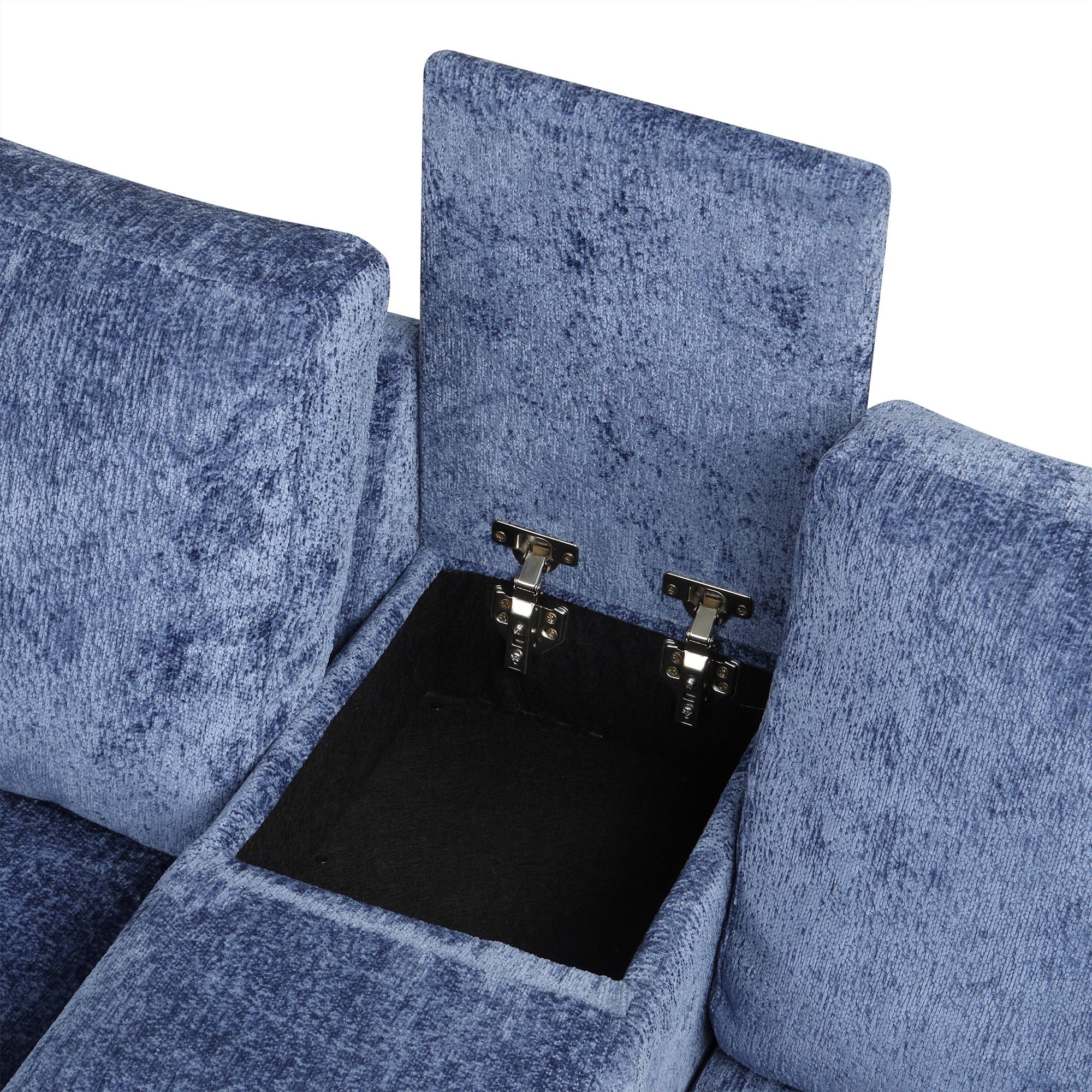 Contemporary L Shaped Convertible Sofa Bed With Pull Out Bed, Cup Holders, And Storage