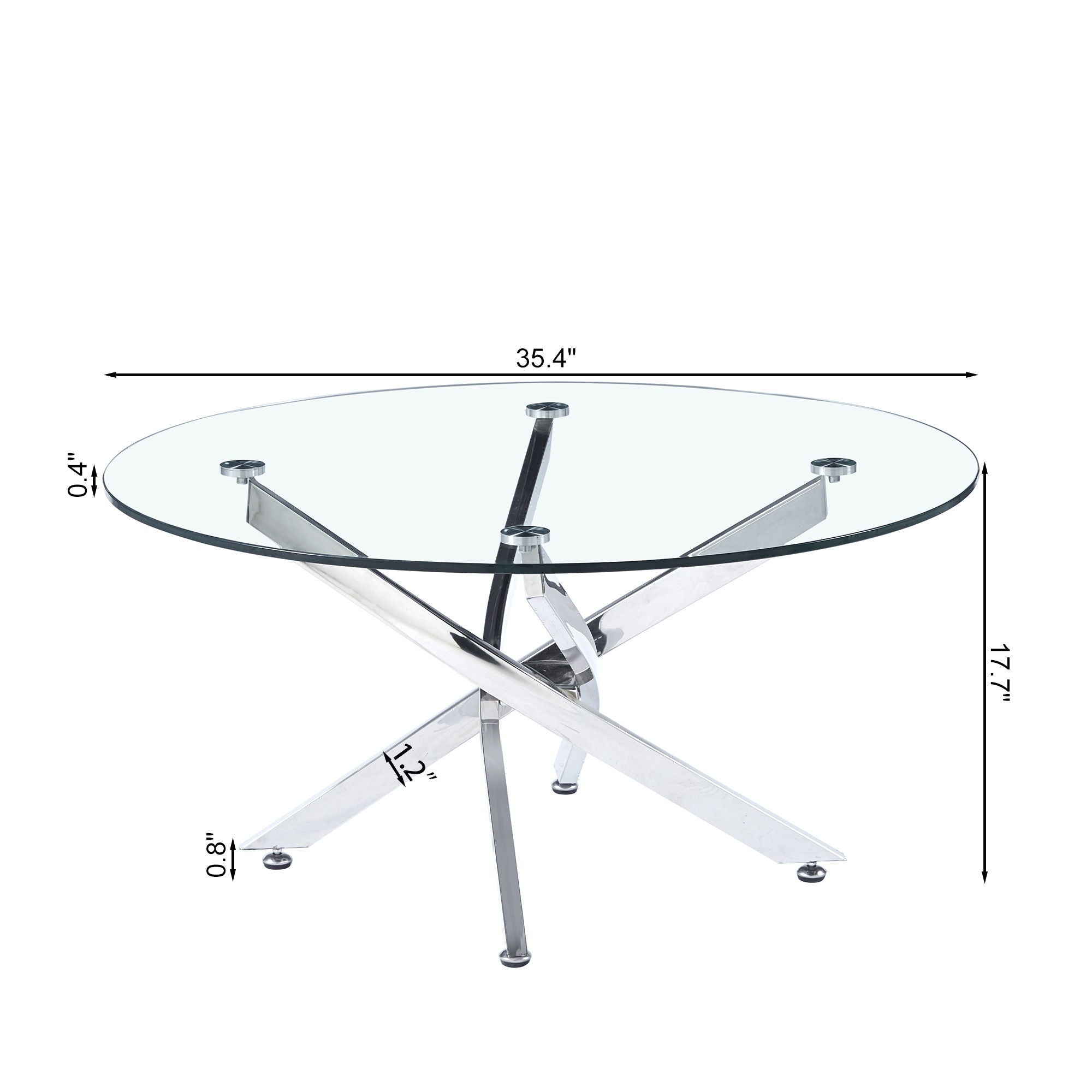 Modern Round Tempered Glass Table With Chrome Legs