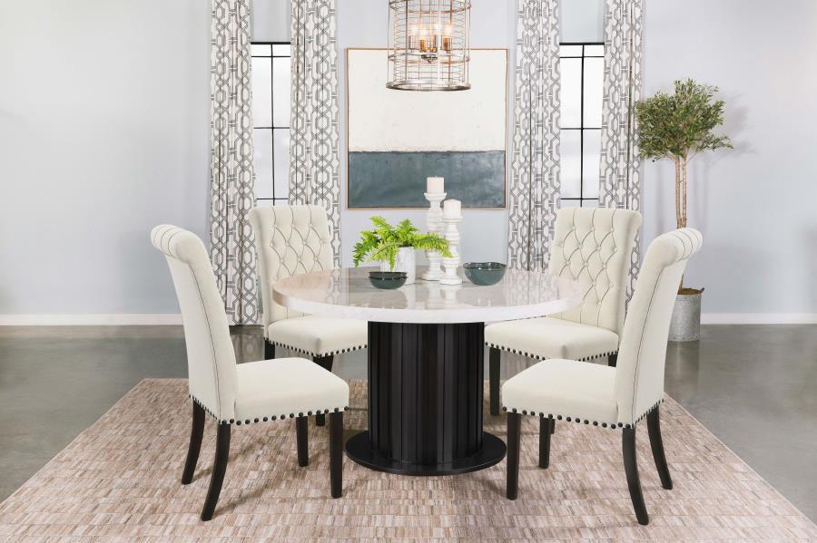 Coaster Fine Furniture Sherry - Round Marble Top Dining Table Set | Meri Furniture