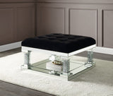ACME Noralie - Ottoman - Mirrored & Faux Diamonds - 18" | Meri Furniture