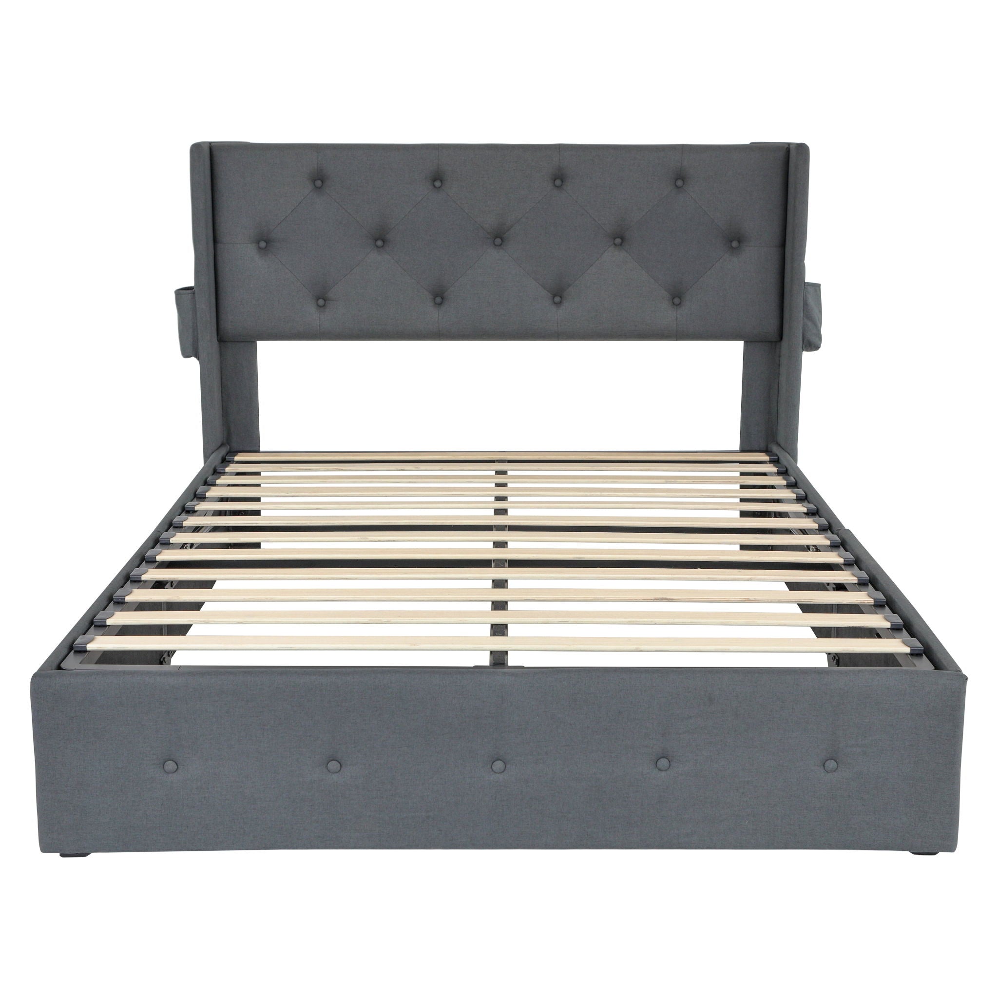 Bed With Gas Lift Storage, USB Ports