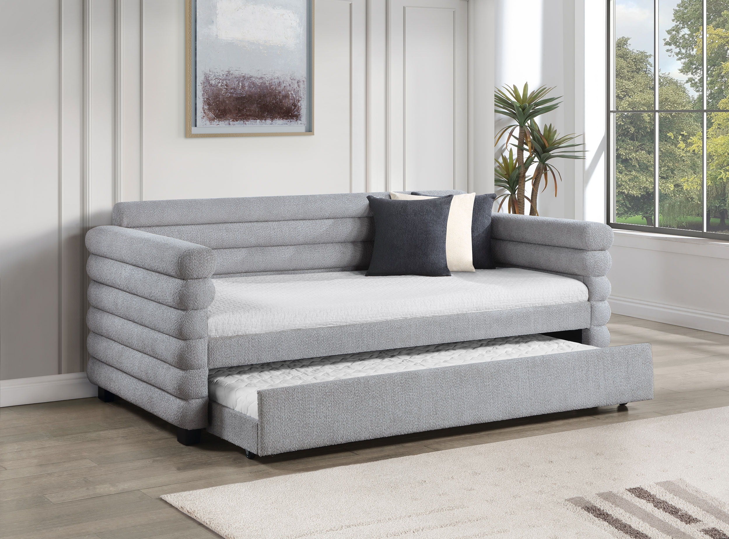 Coaster Fine Furniture Patricia - Boucle Upholstered Day Bed With Trundle | Meri Furniture
