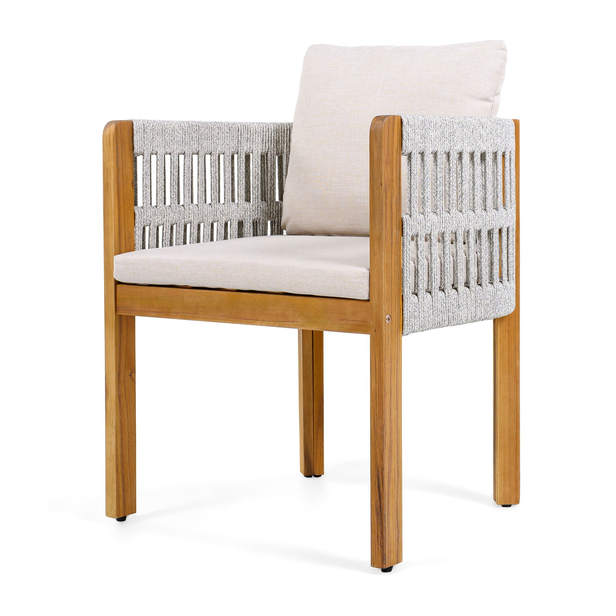 Outdoor Dining Chairs With Mix Rope Handles (Set of 2)