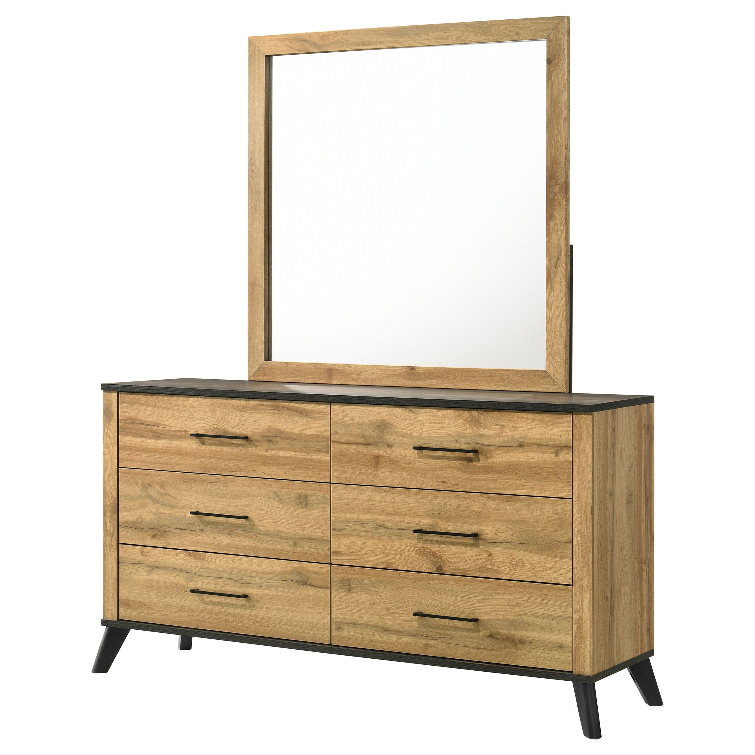 Coaster Fine Furniture Kaywood - 6-Drawer Dresser And Mirror - Natural Pine | Meri Furniture