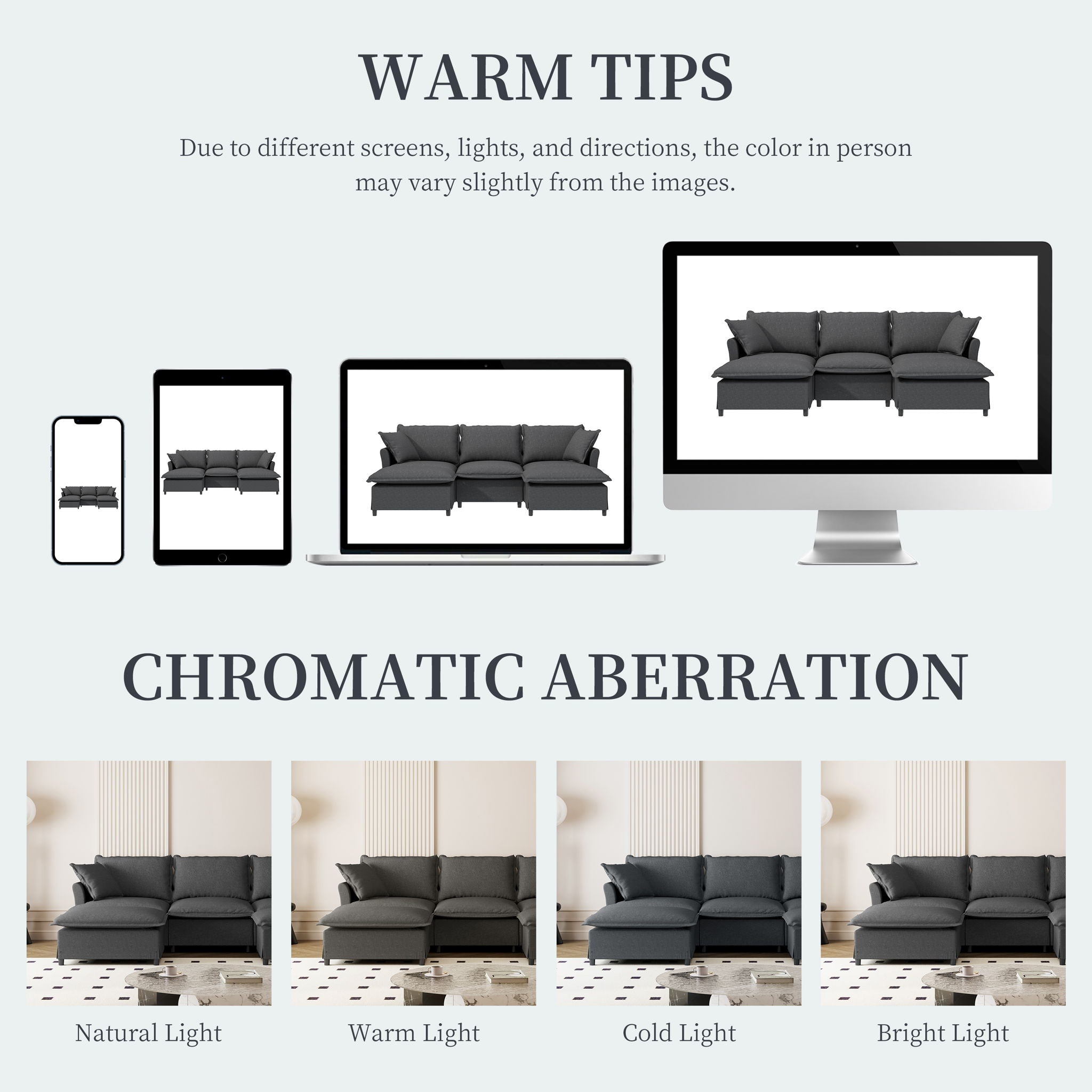 Sectional Sofa With Ottoman Cloud Couch Set With Throw Pillows, Free Combination