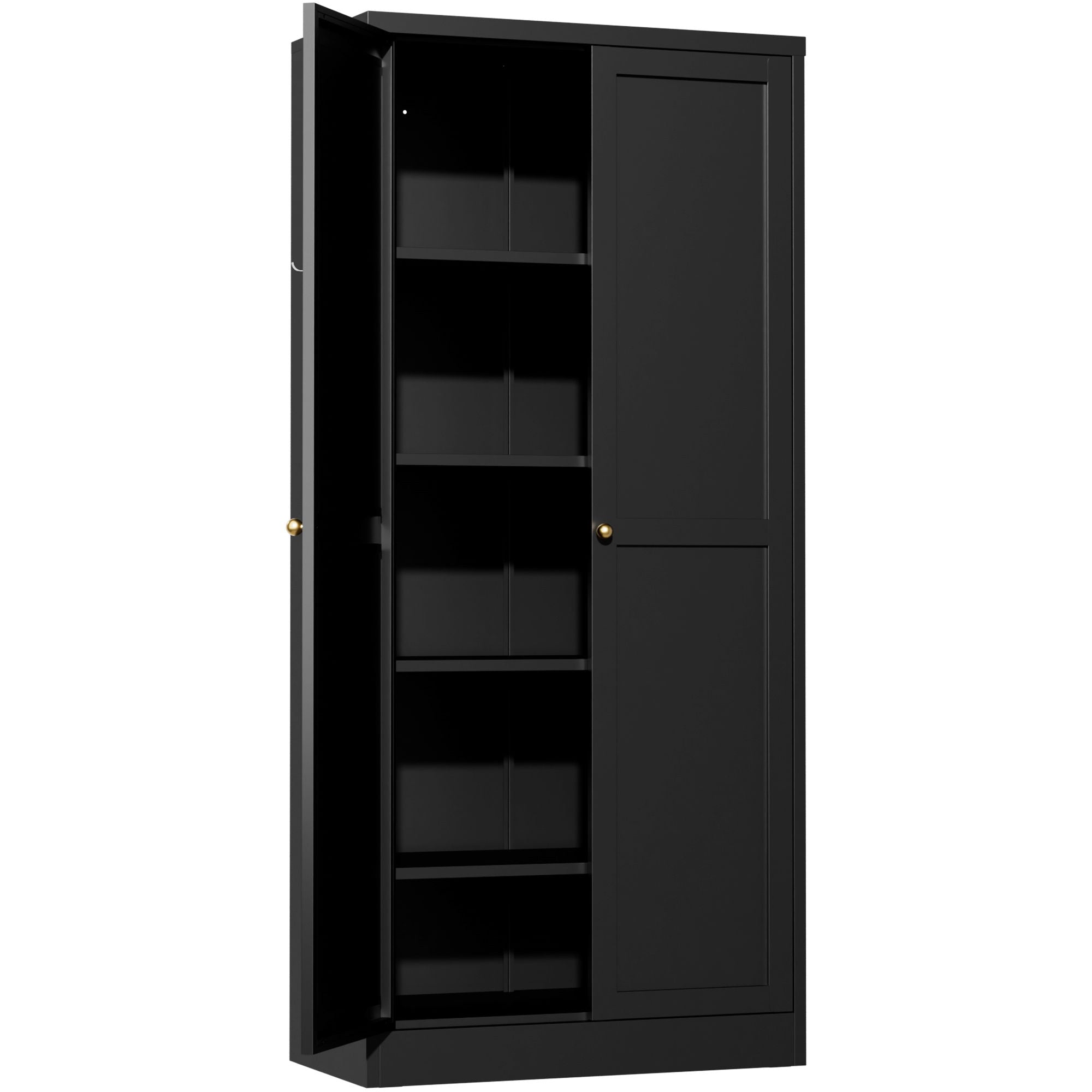 Kitchen Pantry Cabinet With 4 Adjustable Shelves, Heavy Duty Freestanding Organizer