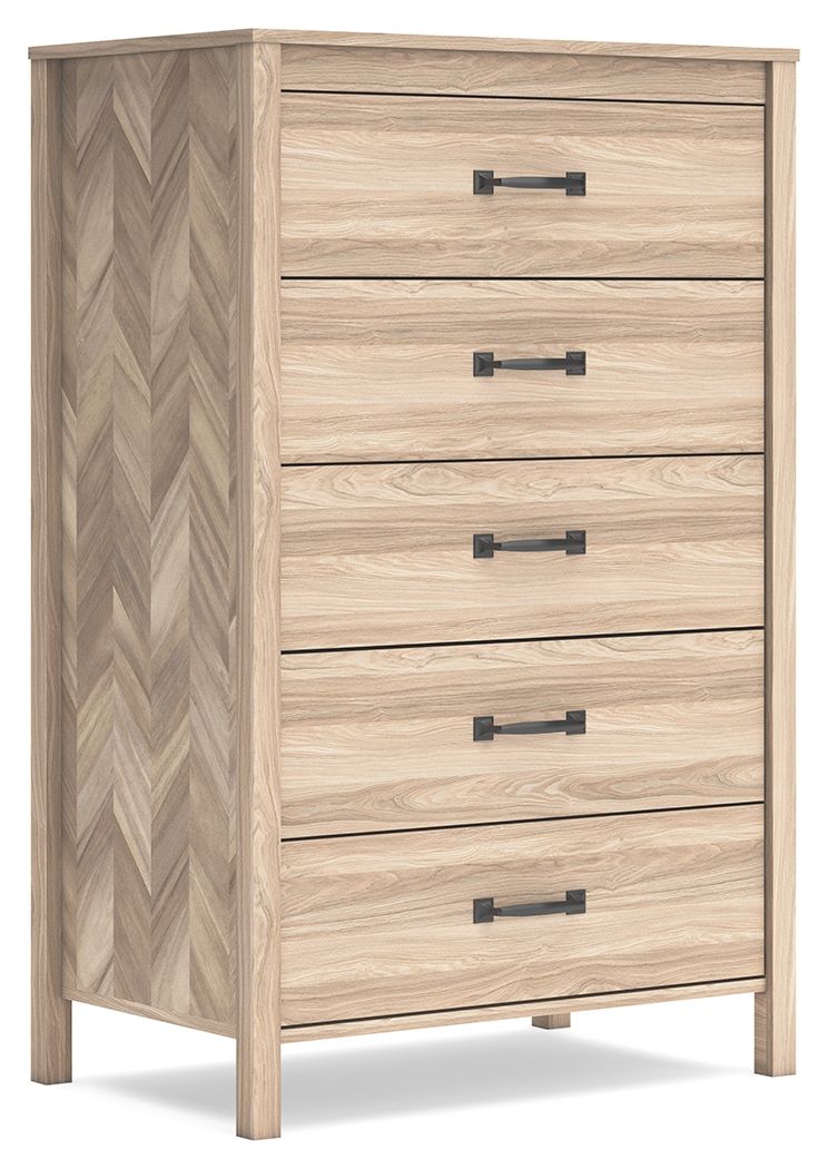 Signature Design by Ashley® Battelle - Tan - Five Drawer Chest | Meri Furniture