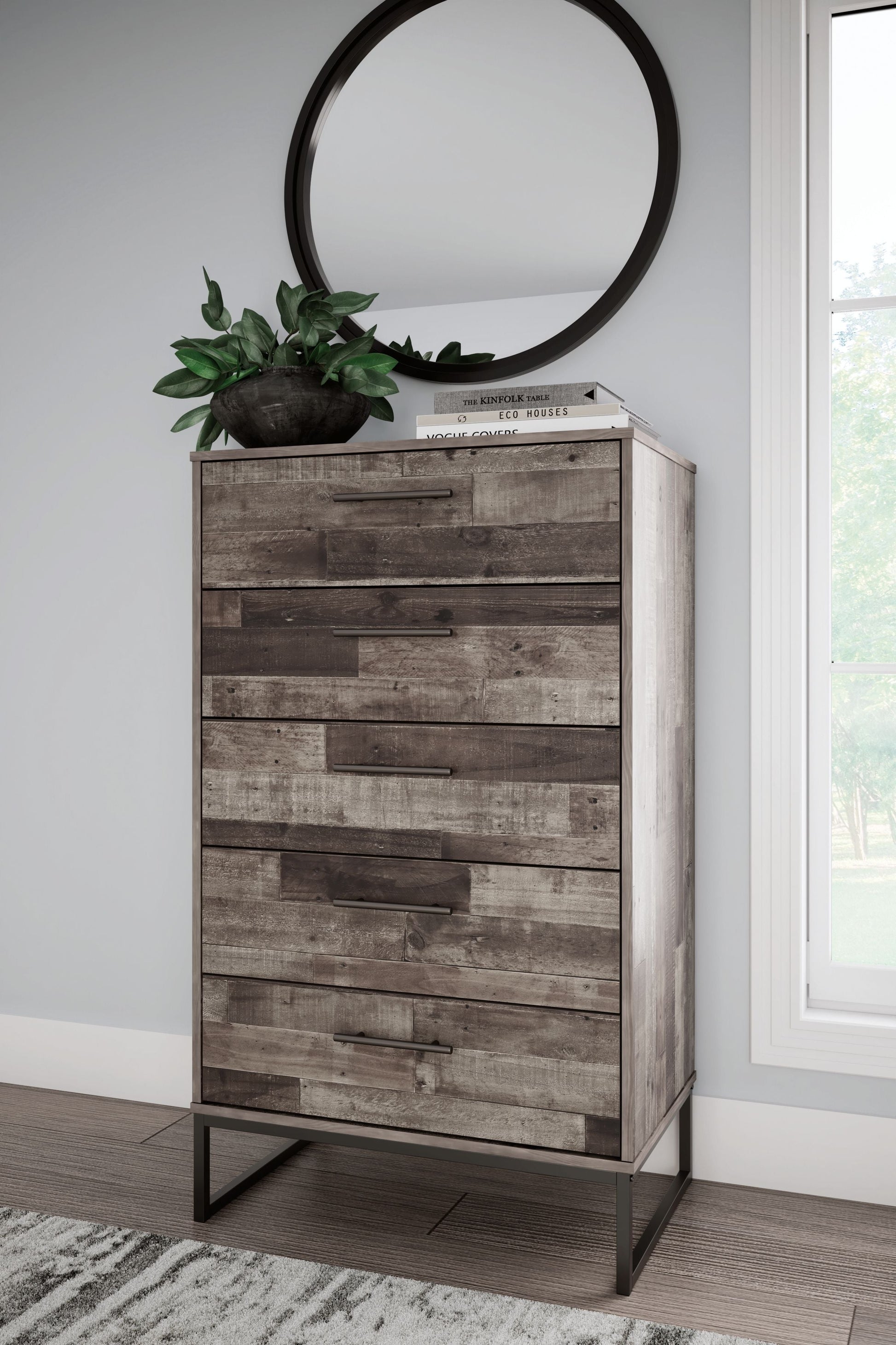 Signature Design by Ashley® Neilsville - Black / Gray - Five Drawer Chest | Meri Furniture