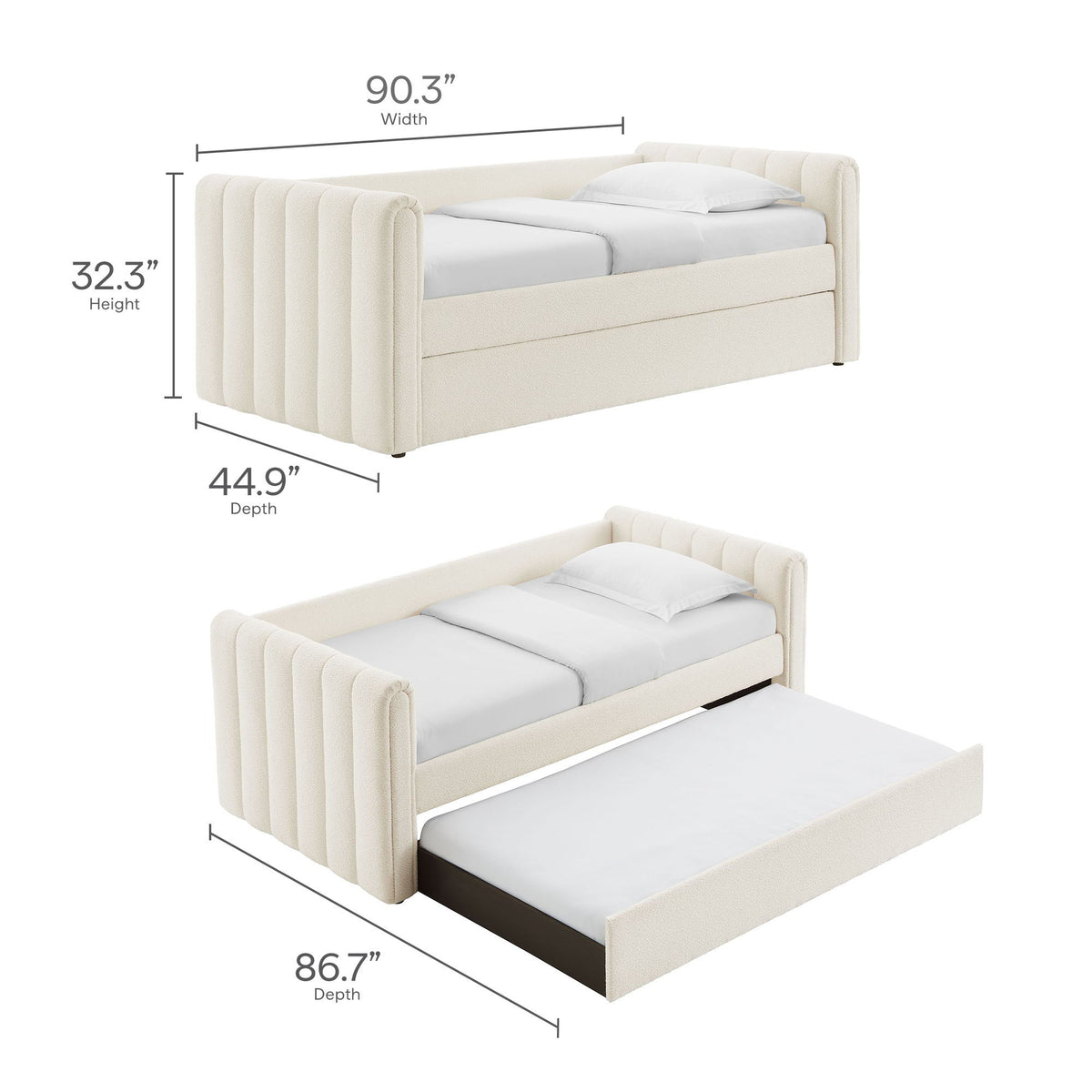 Veyla Channel Tufted Boucle Twin Daybed With Trundle by Modway