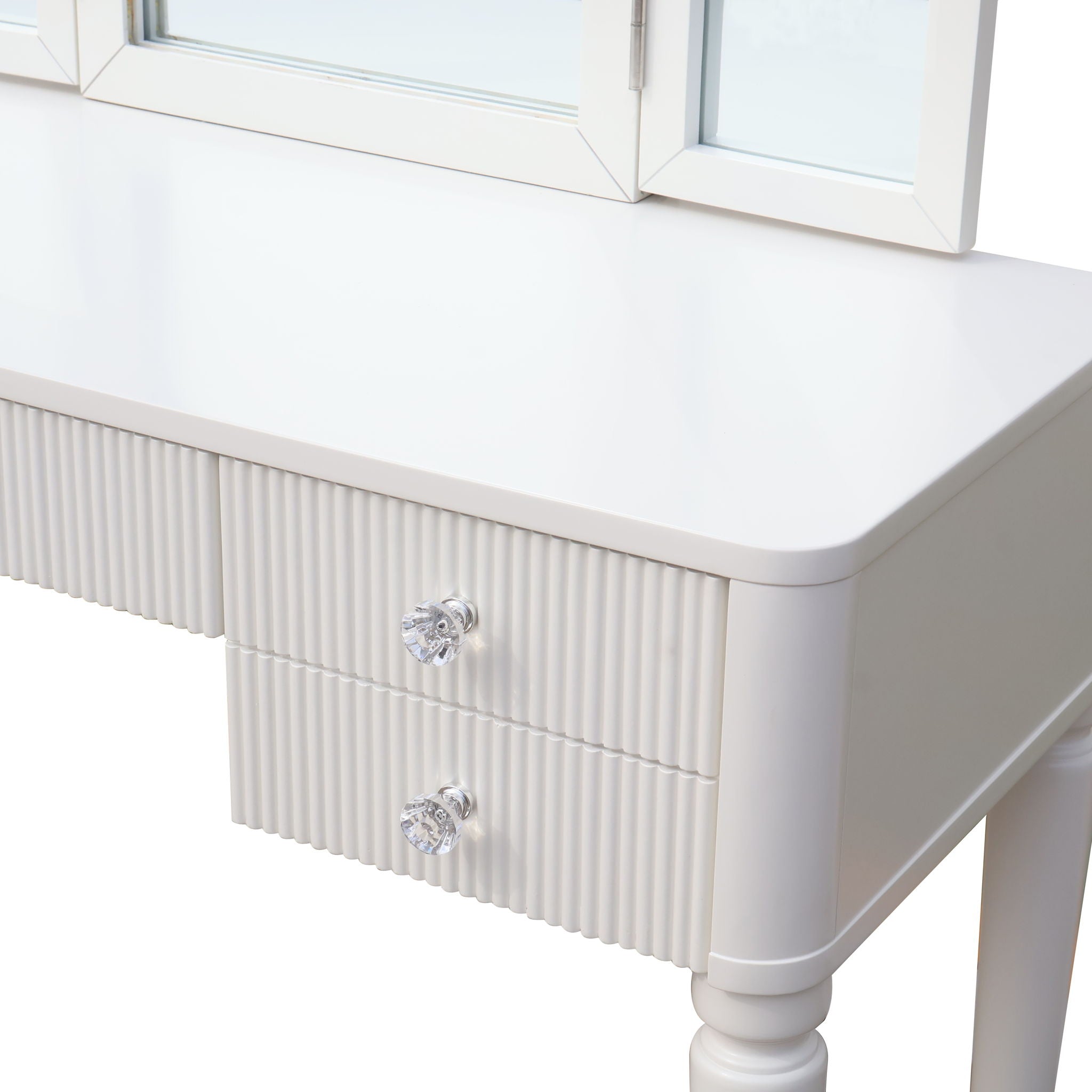 Mirrored Makeup Vanity Table Set With Adjustable Lighting And Storage