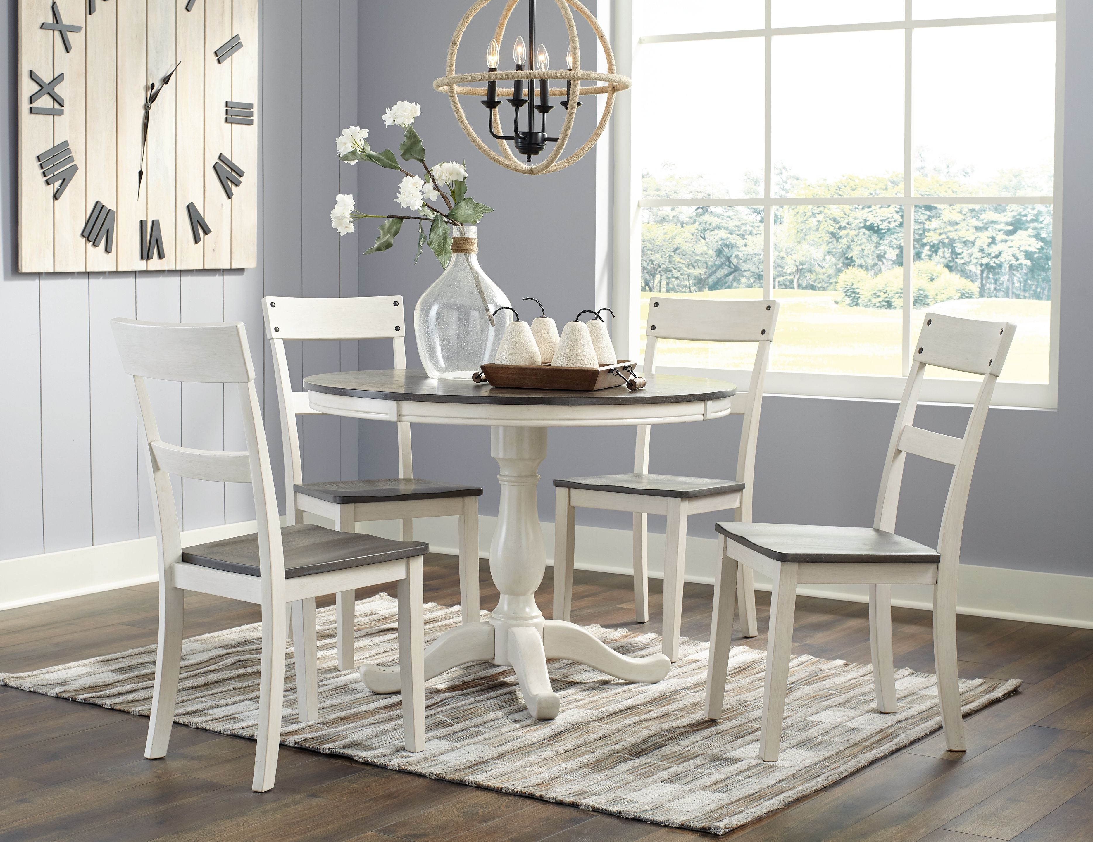 Signature Design by Ashley® Nelling - White / Brown / Beige - 6 Pc. - Dining Room Table, 4 Side Chairs | Meri Furniture
