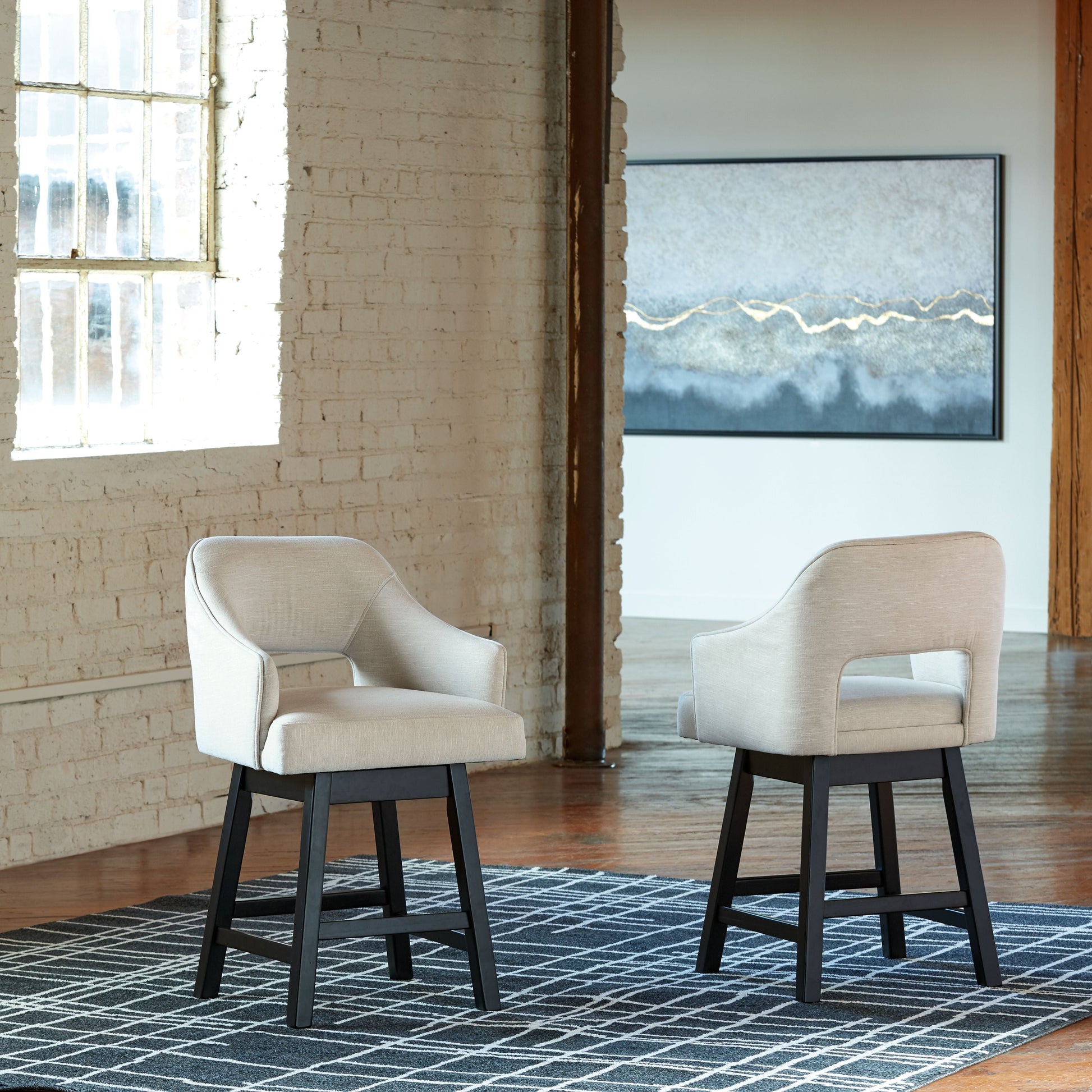 Signature Design by Ashley® Tallenger - Upholstered Swivel Barstool (Set of 2) | Meri Furniture