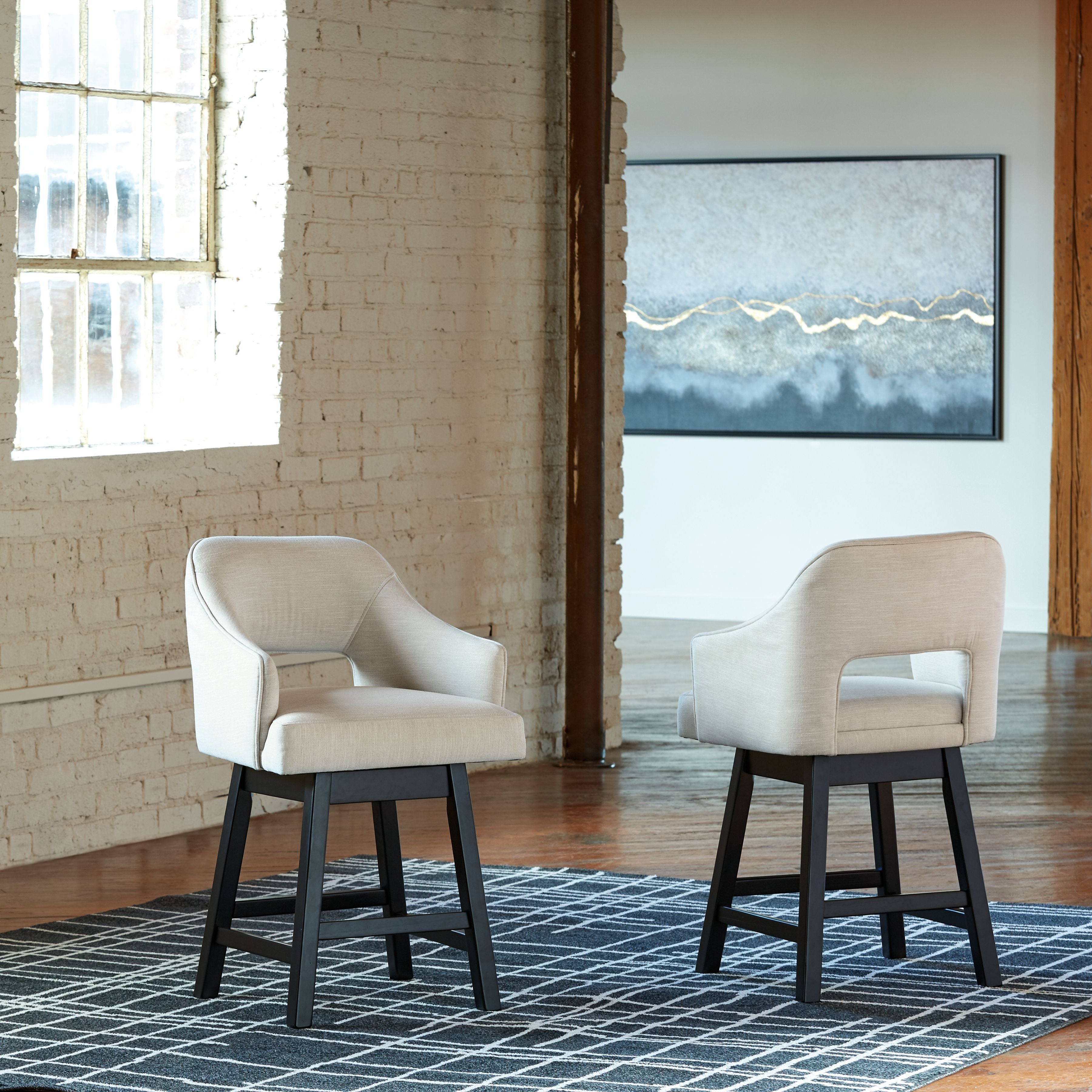 Signature Design by Ashley® Tallenger - Upholstered Swivel Barstool (Set of 2) | Meri Furniture