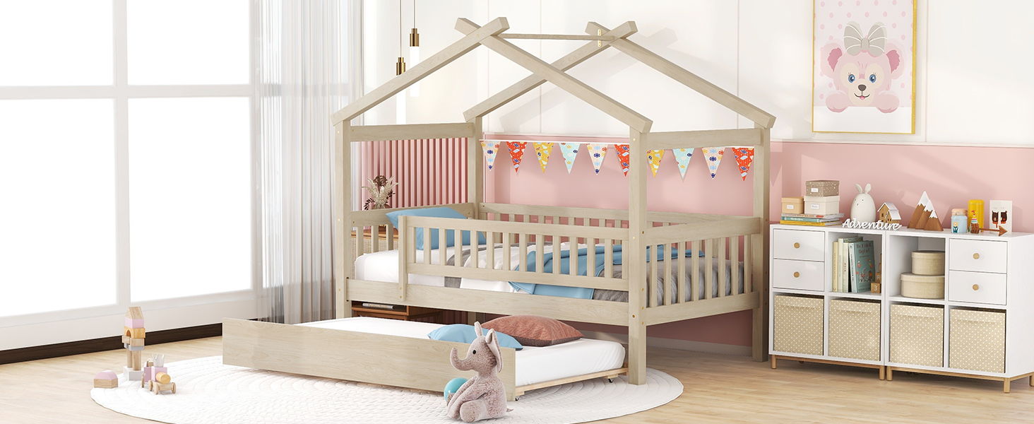Creativity House Bed With Twin Size Trundle