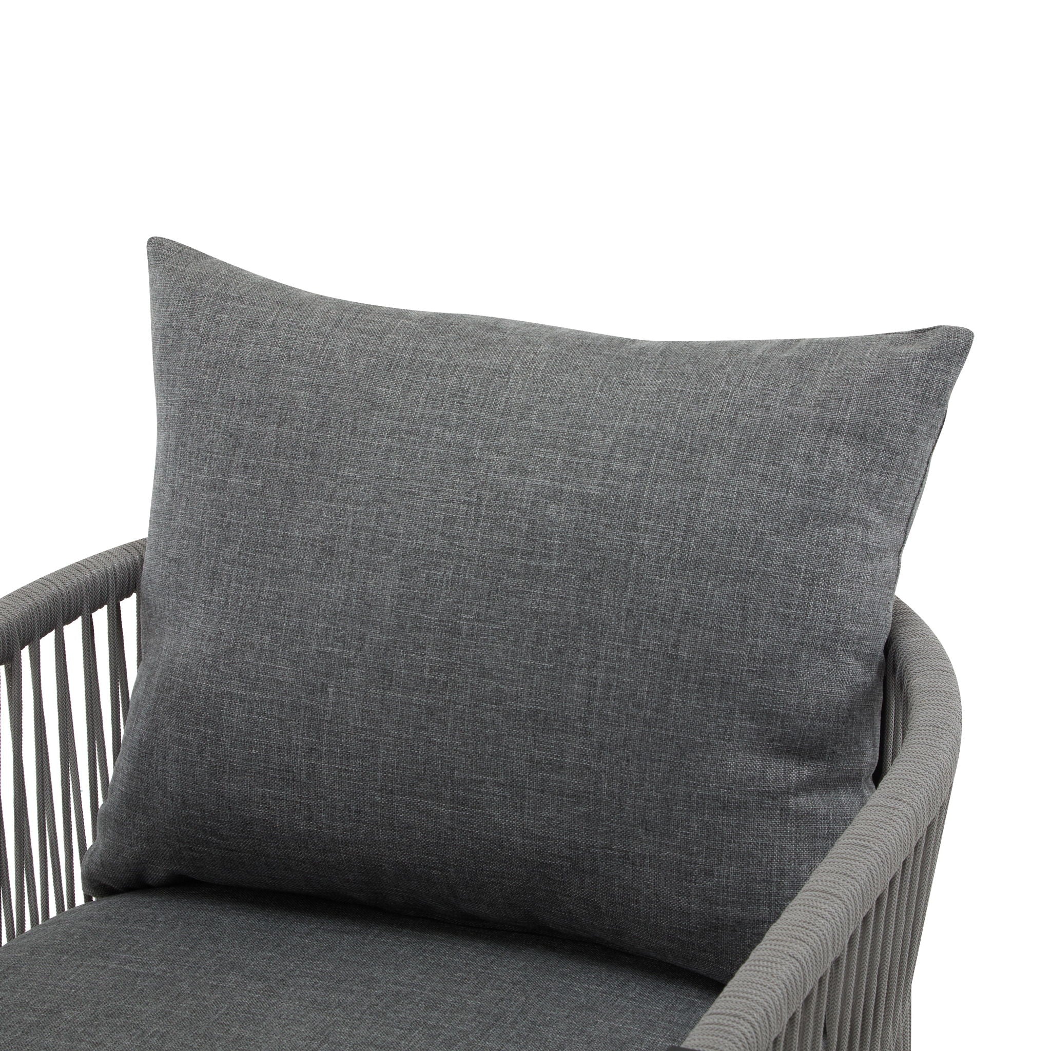 Modern Curved Aluminum Lounge Chair With Stylish Rope Weave Design And Cushioned Comfort For Outdoor