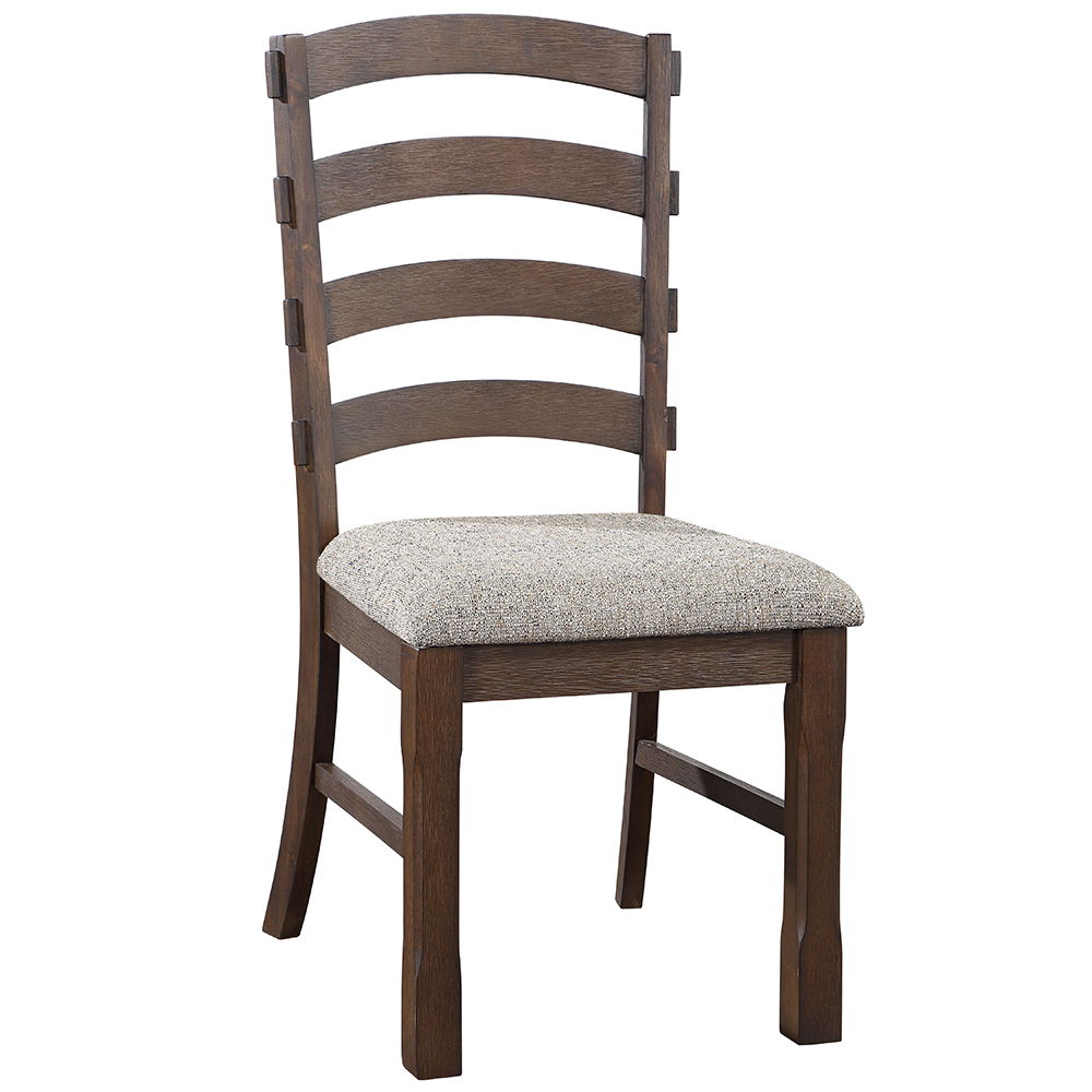 Pascaline - Side Chair Set of 2) - Gray Fabric, Rustic Brown & Oak