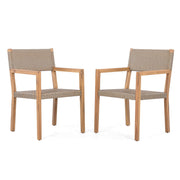 Outdoor Dining Chairs For Patios, Gardens (Set of 2) - Light Brown Multi / Light Teak