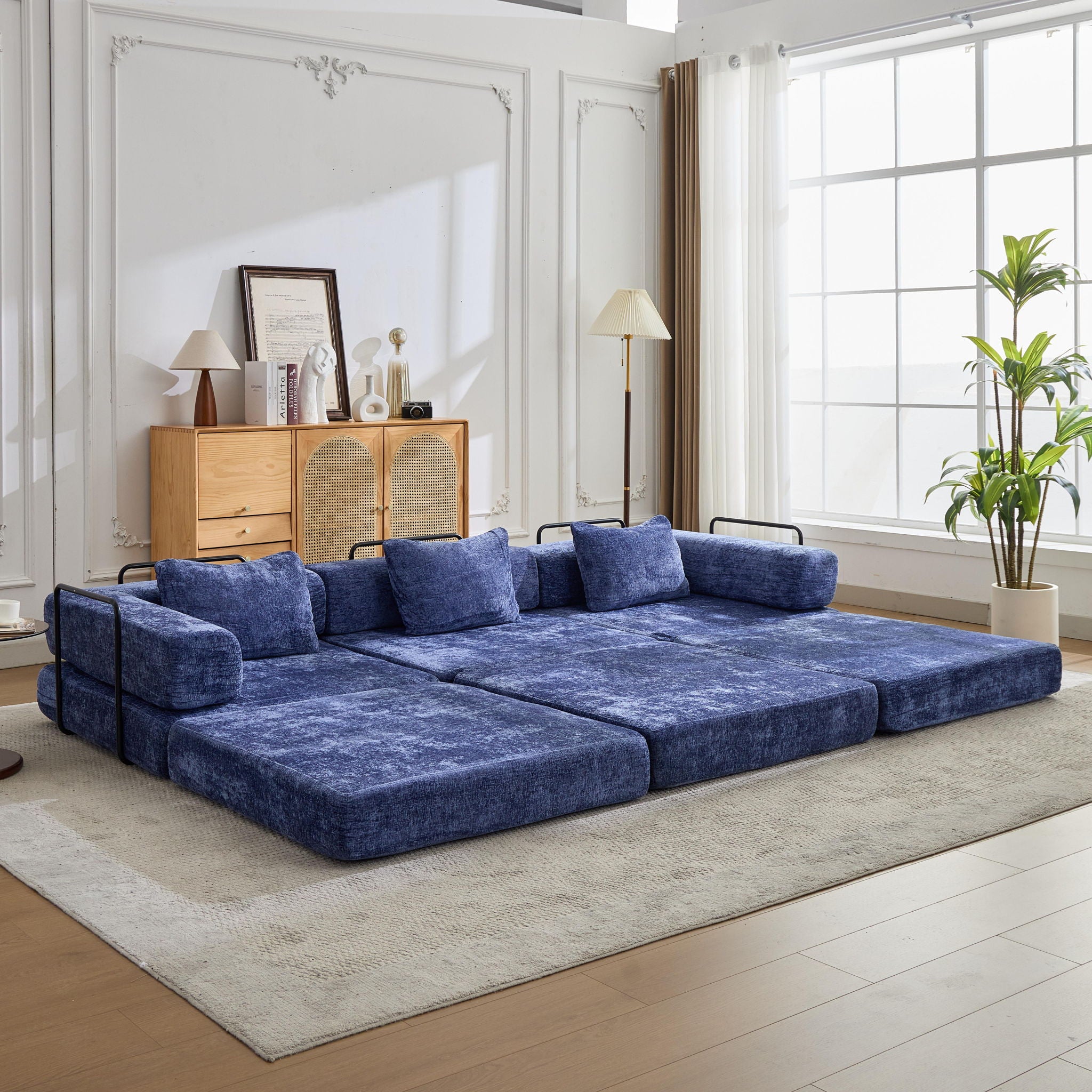 Convertible Floor Sofa Bed, Boneless Modular Sectional Sofa For Living Room