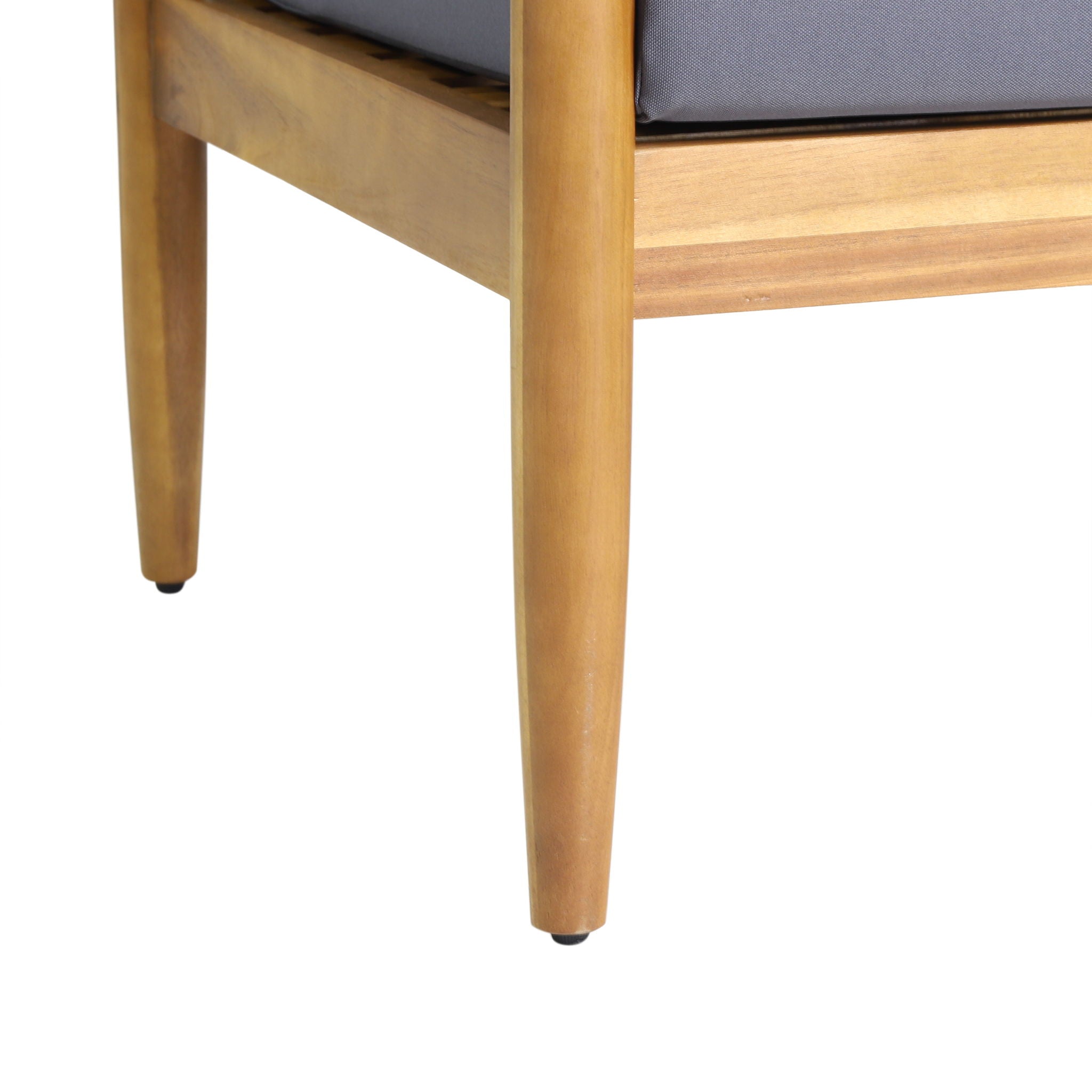 Outdoor 3 Seater Sofa With Cushion And Teak Acacia Wood - Dark Gray