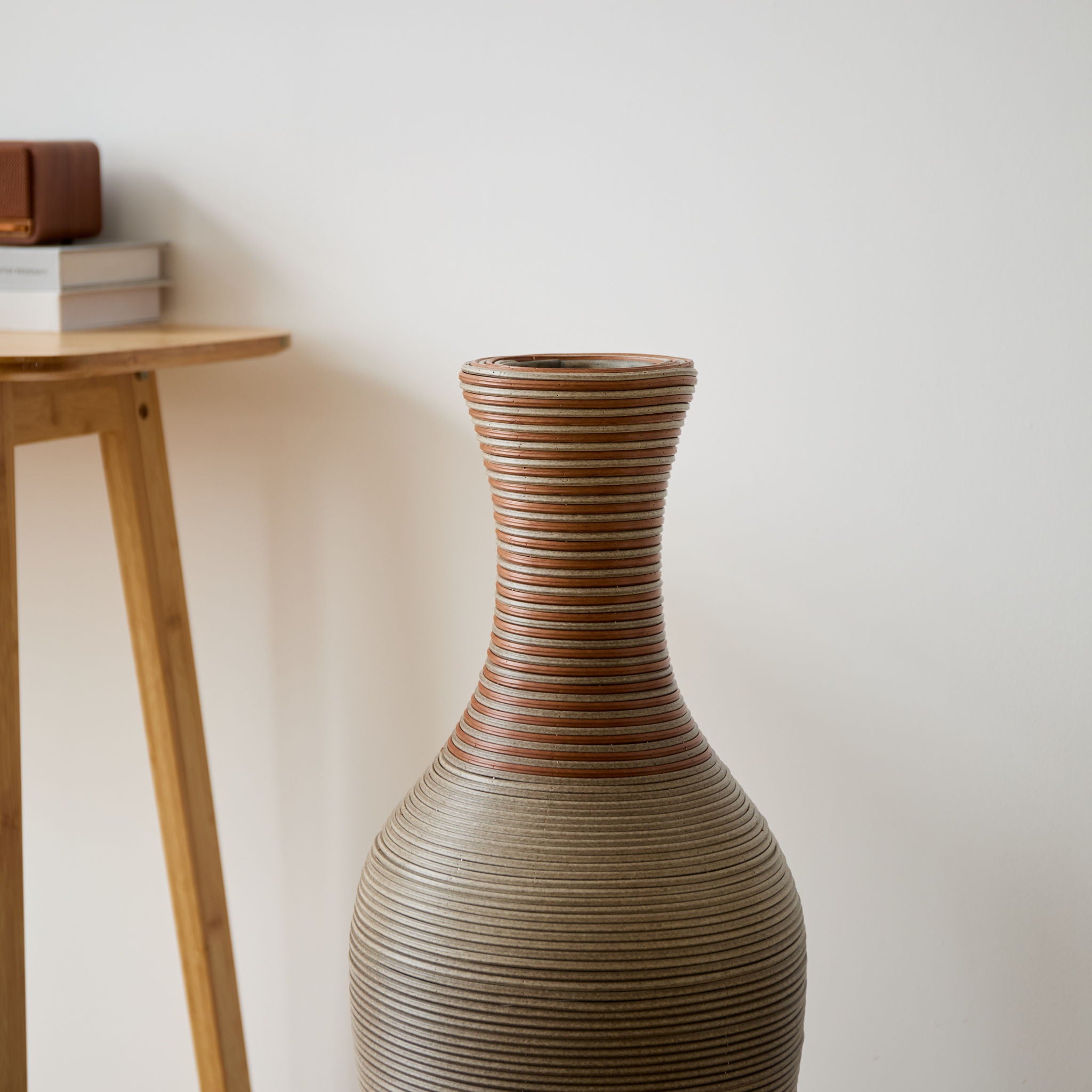 Tall Vase - Brown Decorative Floor Vase, Classic Neat Floor Vase Tall Freestanding Flower Holder, Artificial Rattan Vase, Floor Vase, Flower Holder For Home Decor - Gray