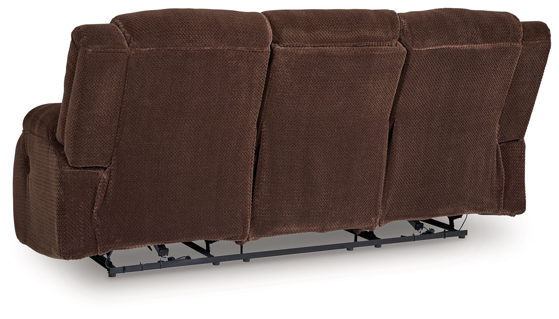 Free Wake - Reclining Power Sofa With Drop Down Table - Chocolate