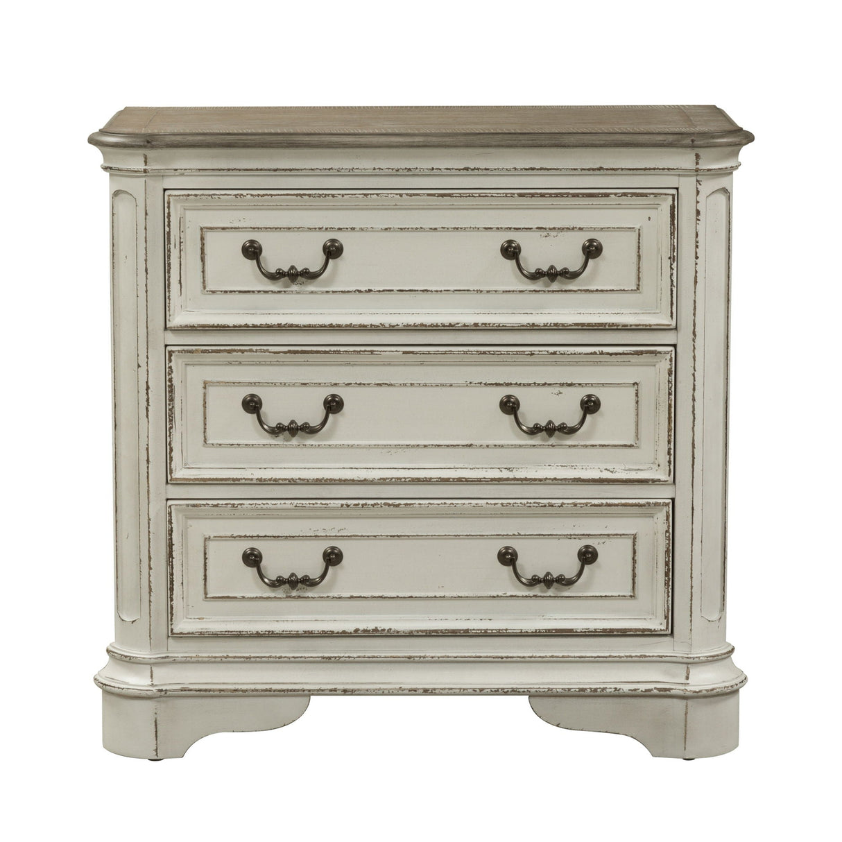 Magnolia Manor - 3 Drawer Bedside Chest With Charging Station - White