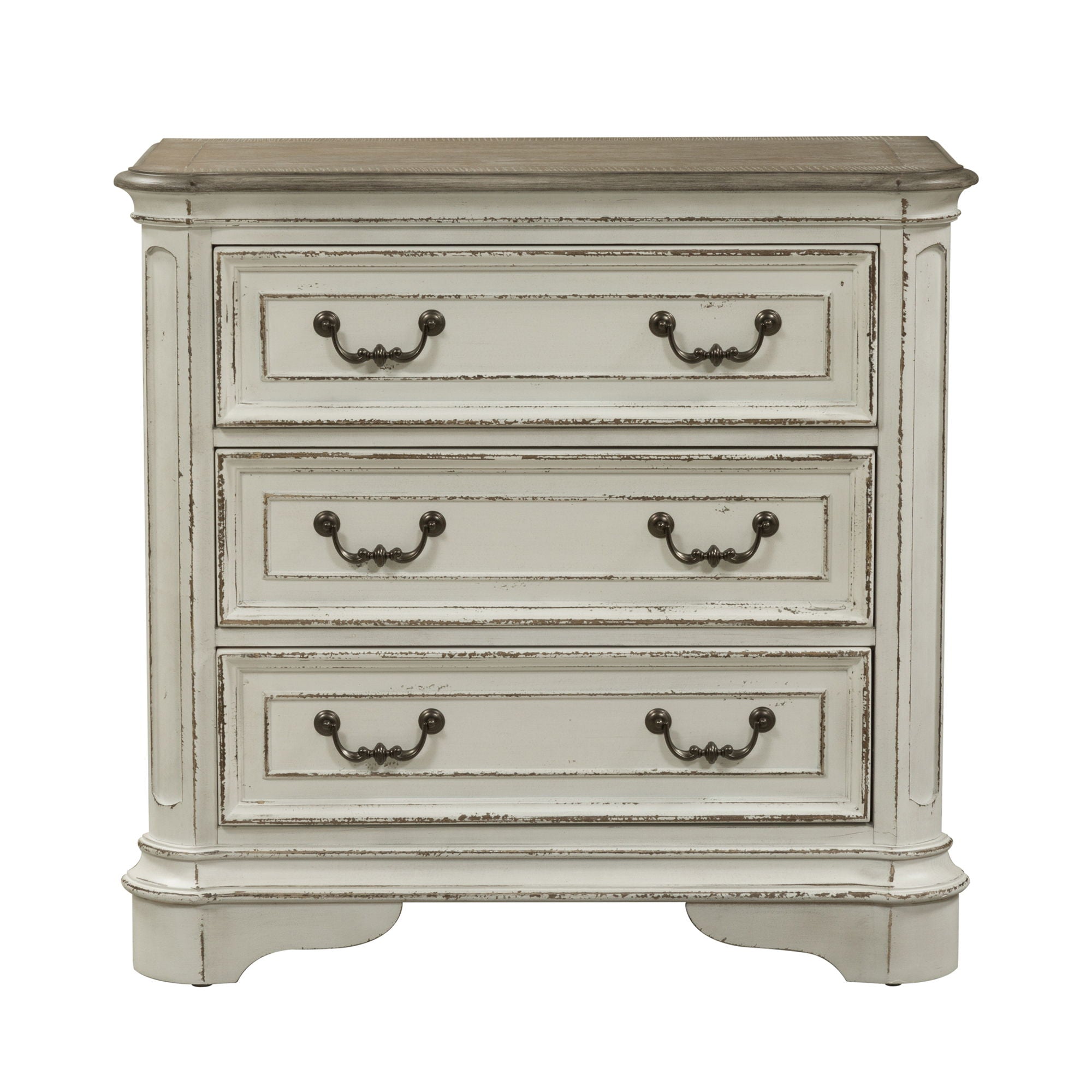 Magnolia Manor - 3 Drawer Bedside Chest With Charging Station - Antique White