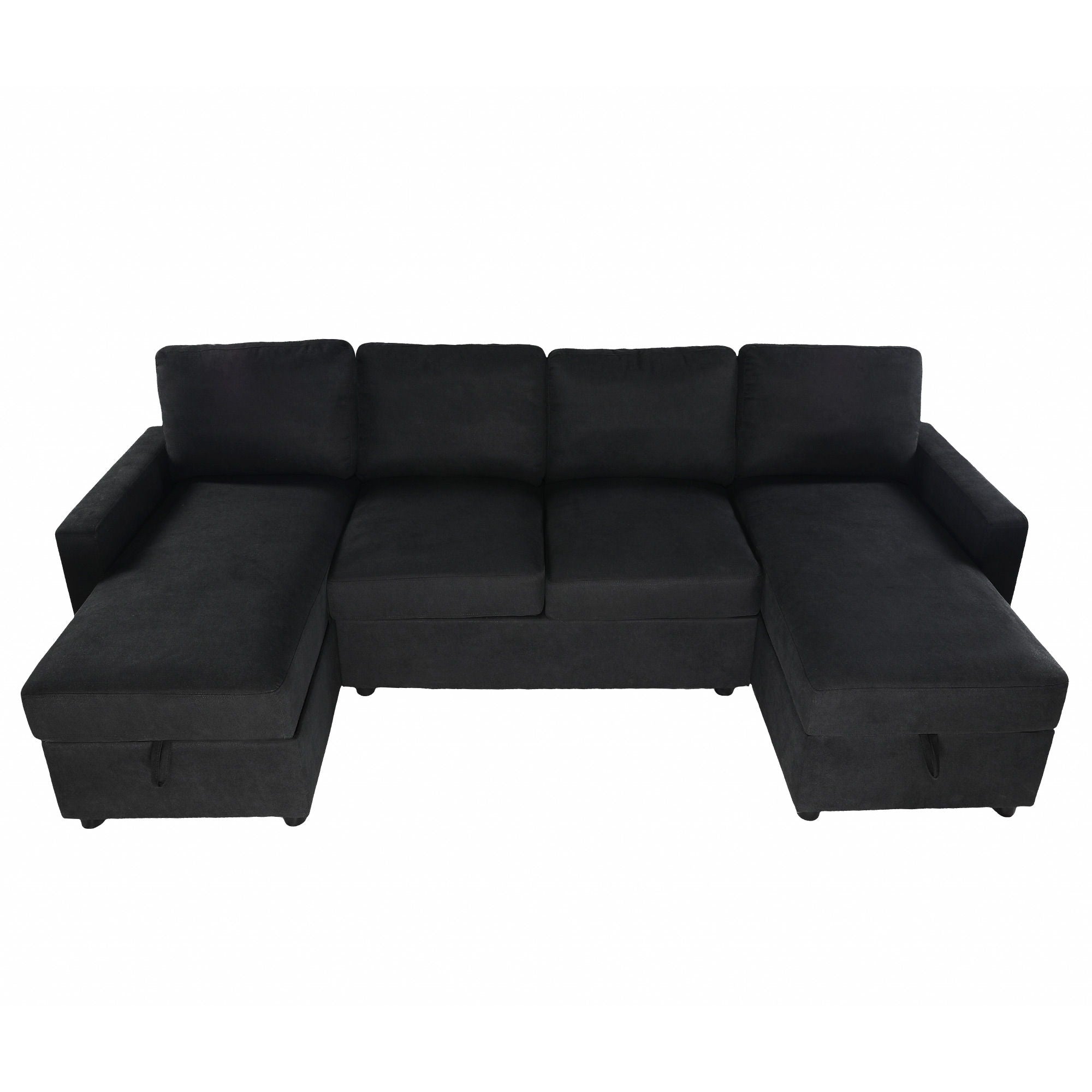 Convertible Sectional Sofa With Storage Chaise Lounges And USB Ports