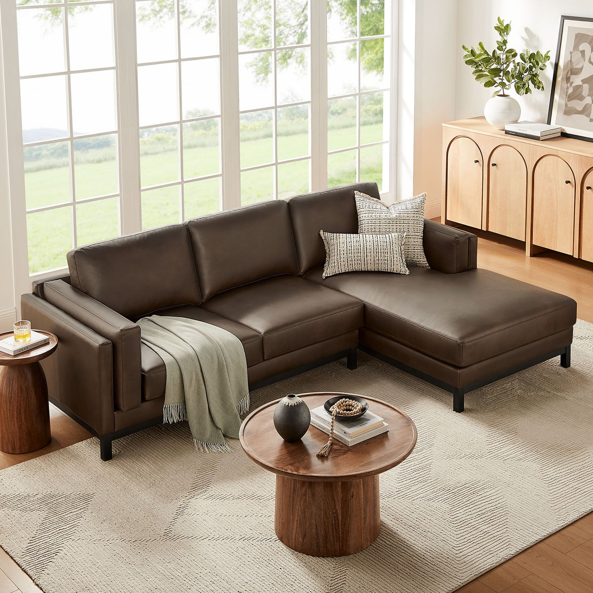 Roscoe Right-Facing Vegan Leather Sectional Sofa with Chaise by Modway