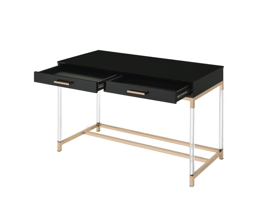 ACME Adiel - Desk - Black & Gold Finish | Meri Furniture