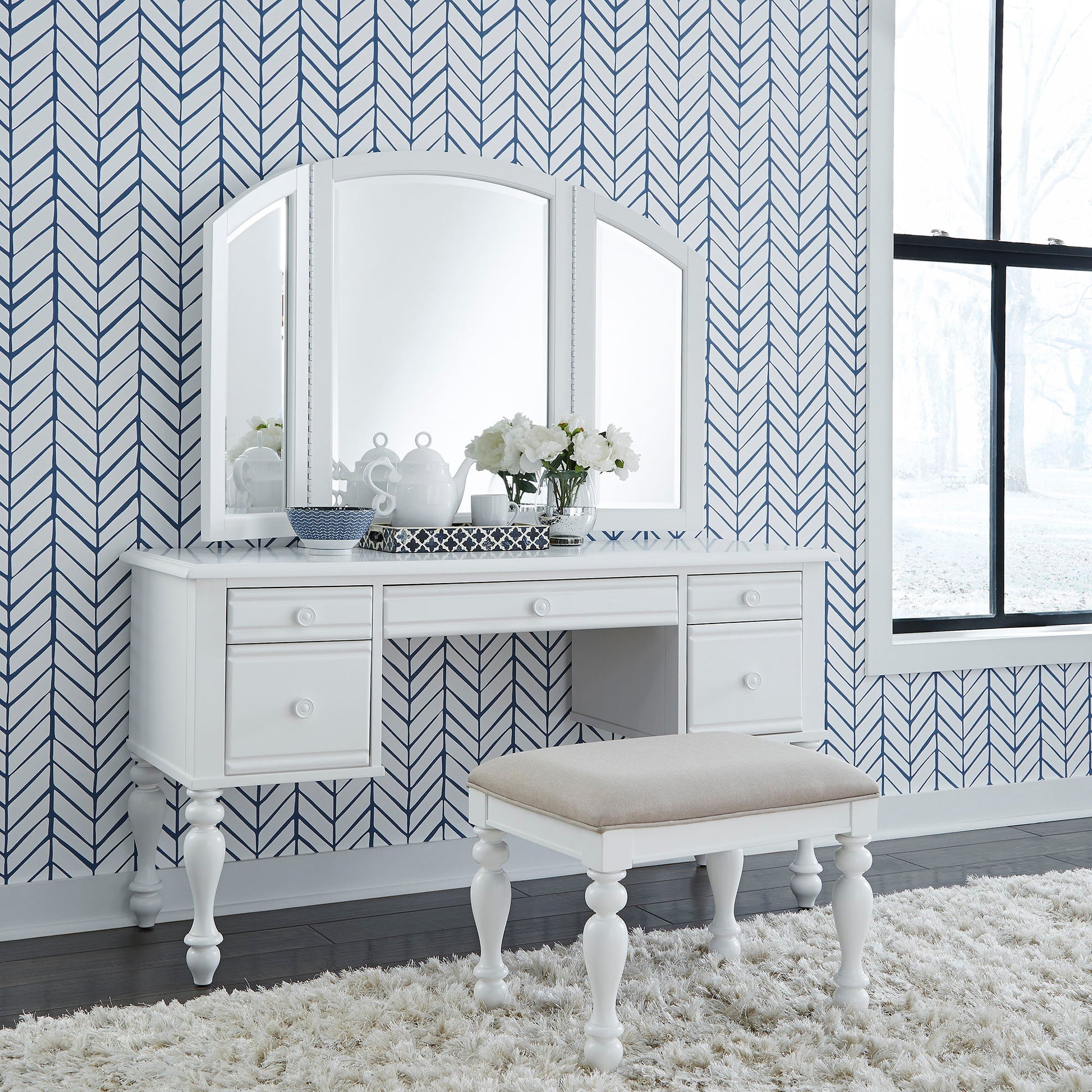 Liberty Furniture Summer House - 3 Piece Vanity Set - White | Meri Furniture