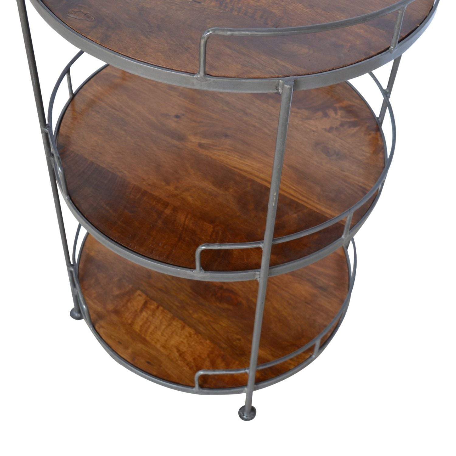 Industrial Round Butler Tray Table - Chestnut
