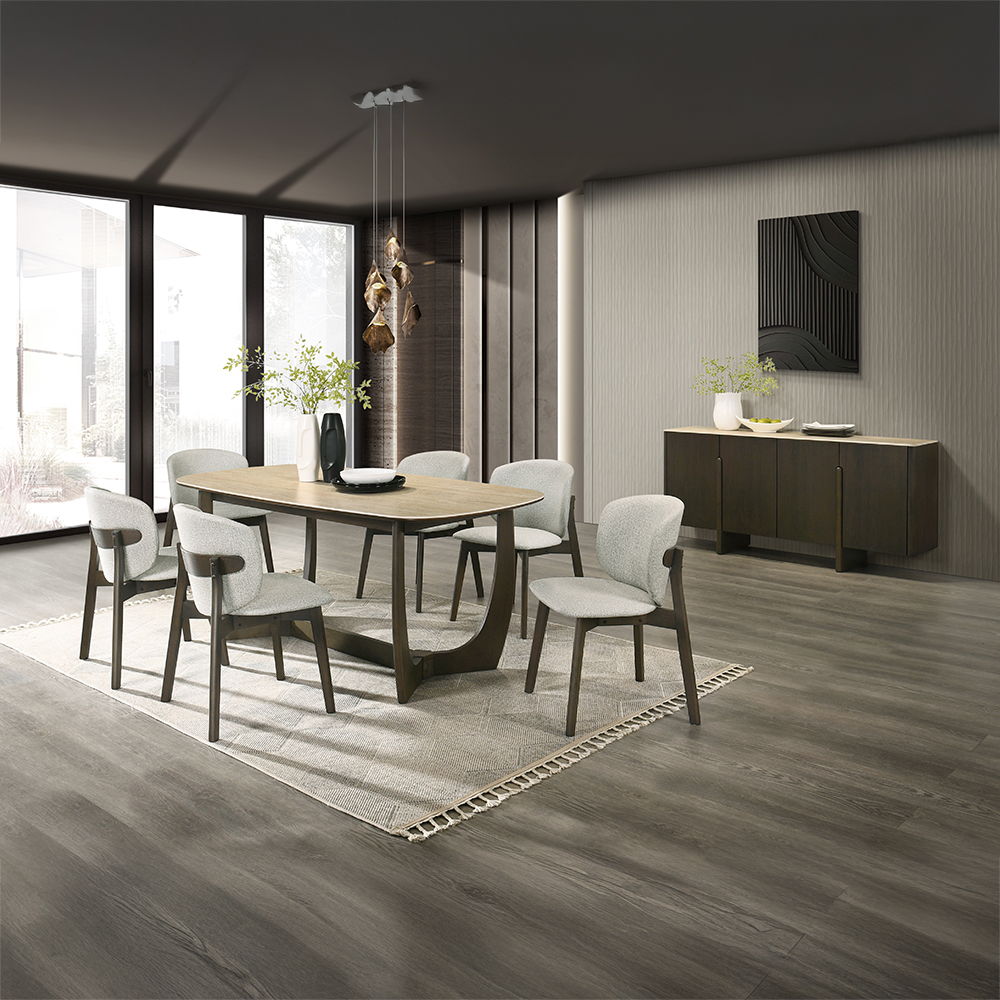 Mallin - Side Chair Set of 2) - Gray Chenille & Walnut