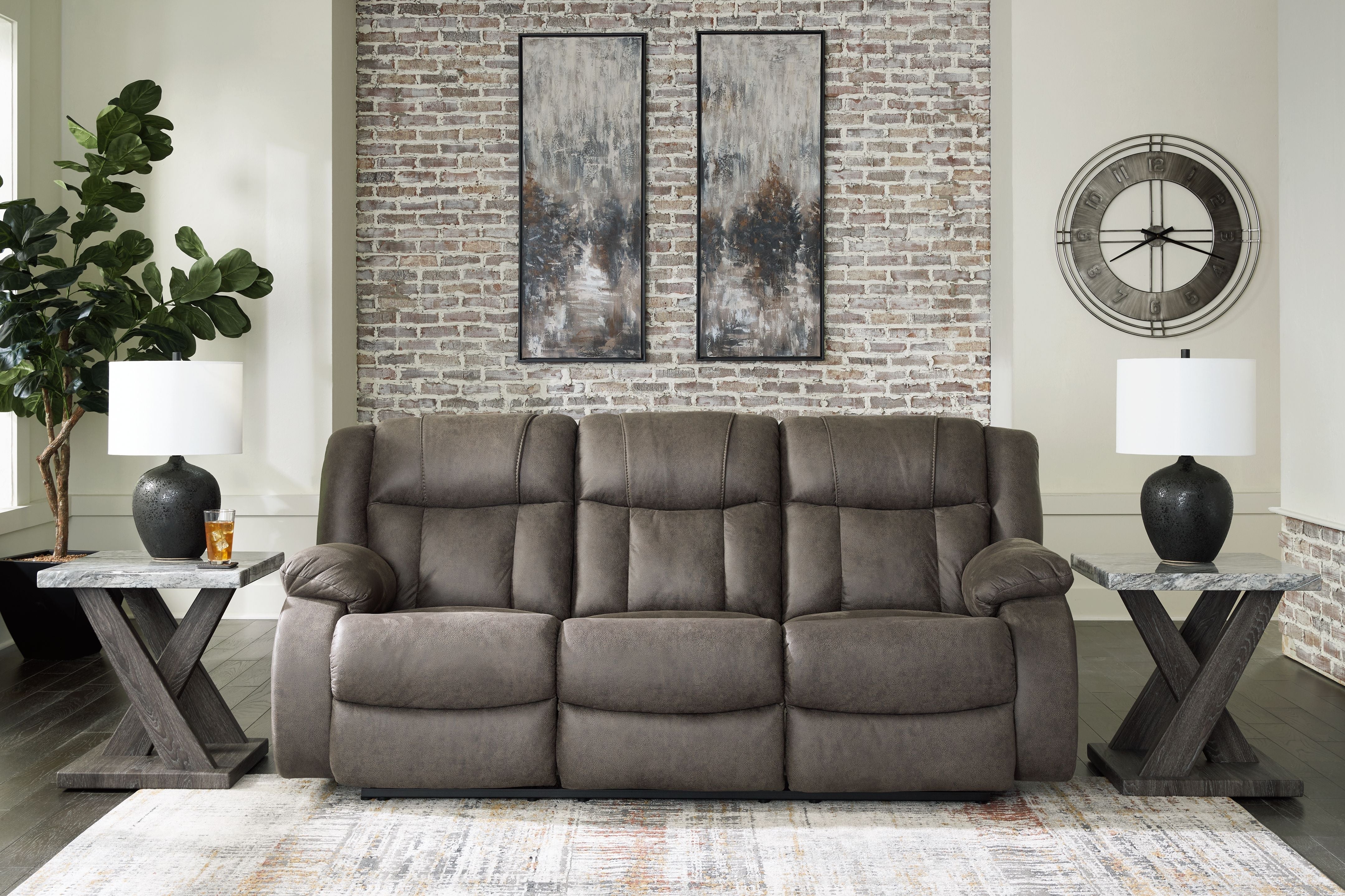Signature Design by Ashley® First Base - Gunmetal - Reclining Sofa | Meri Furniture