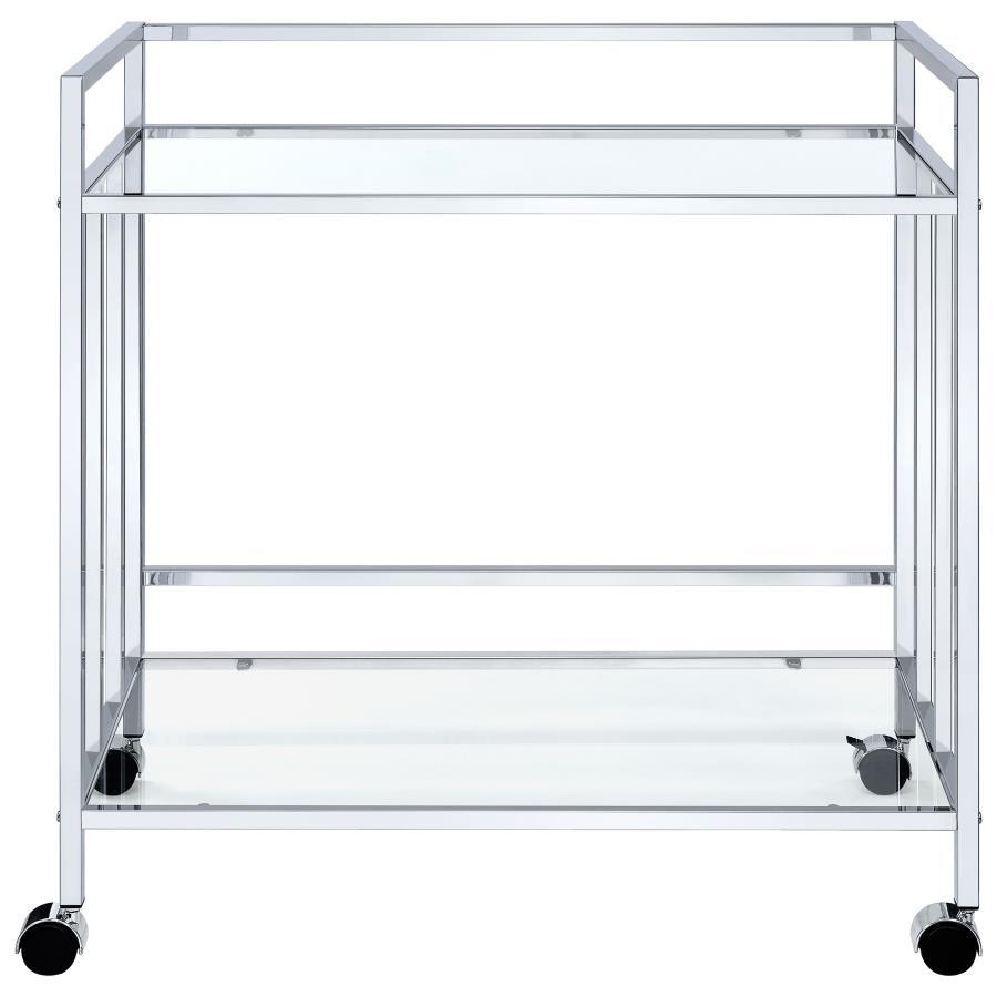 Coaster Fine Furniture Cara - 2-tier Rectangular Glass Shelf Metal Bar Cart | Meri Furniture