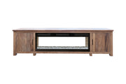 International Furniture Direct Natural Parota - 93" Electric Fireplace - Dark Brown | Meri Furniture